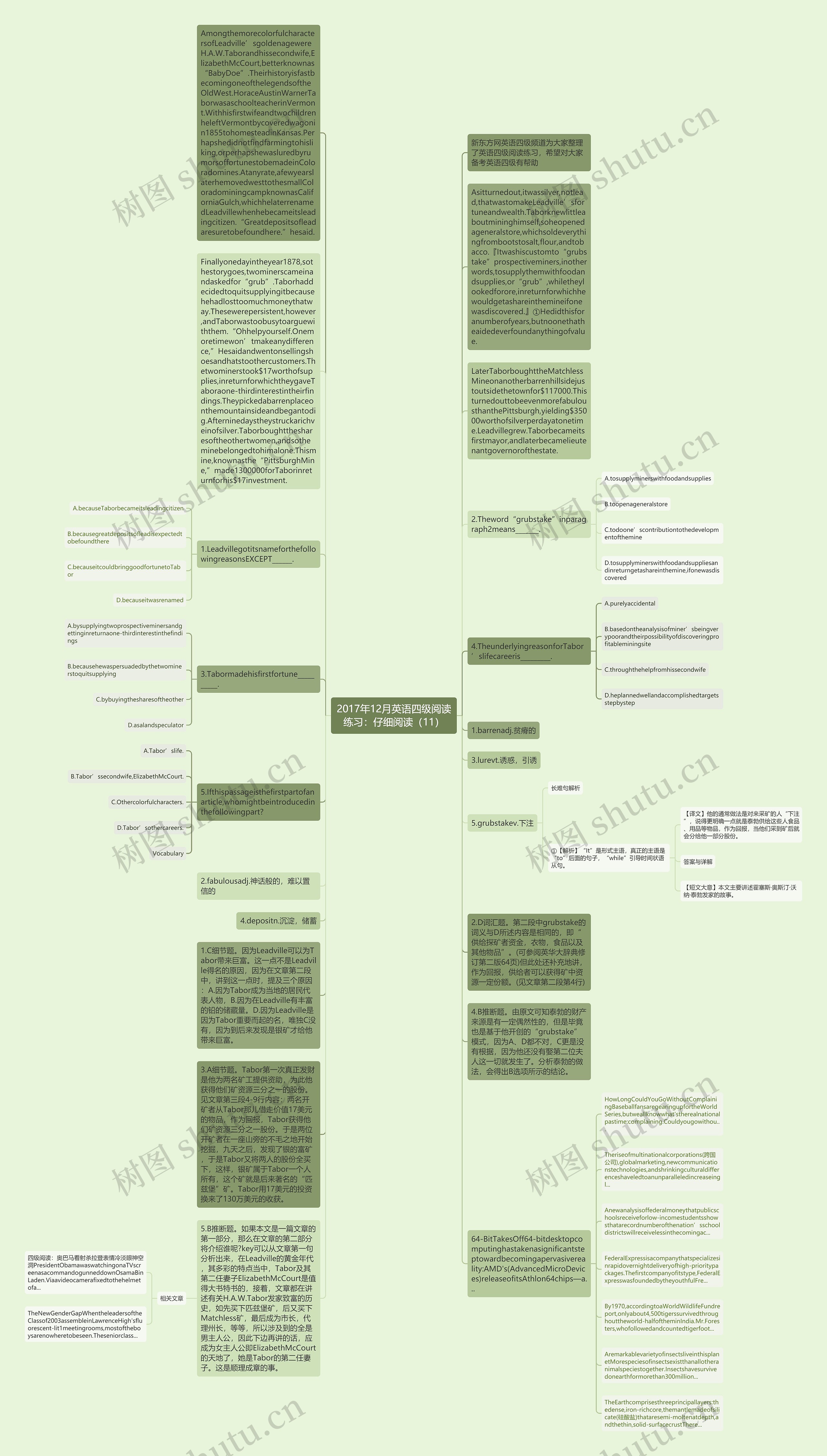 2017年12月英语四级阅读练习：仔细阅读（11）思维导图