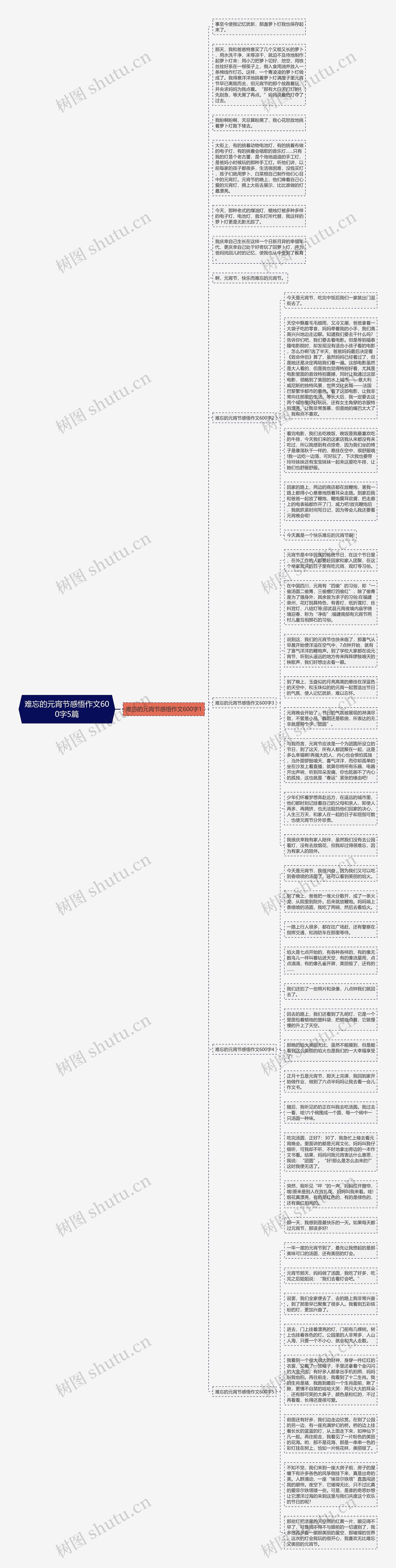 难忘的元宵节感悟作文600字5篇思维导图