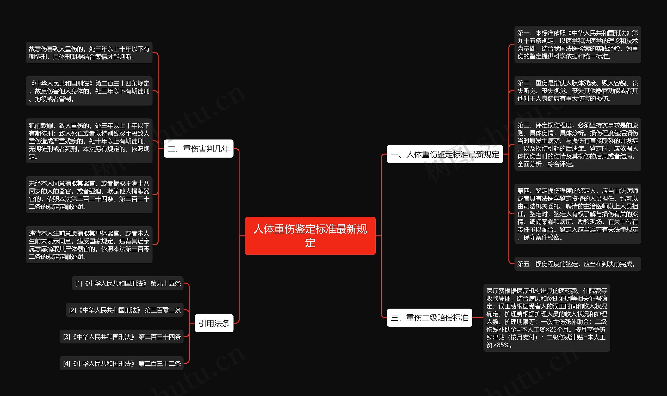 人体重伤鉴定标准最新规定思维导图