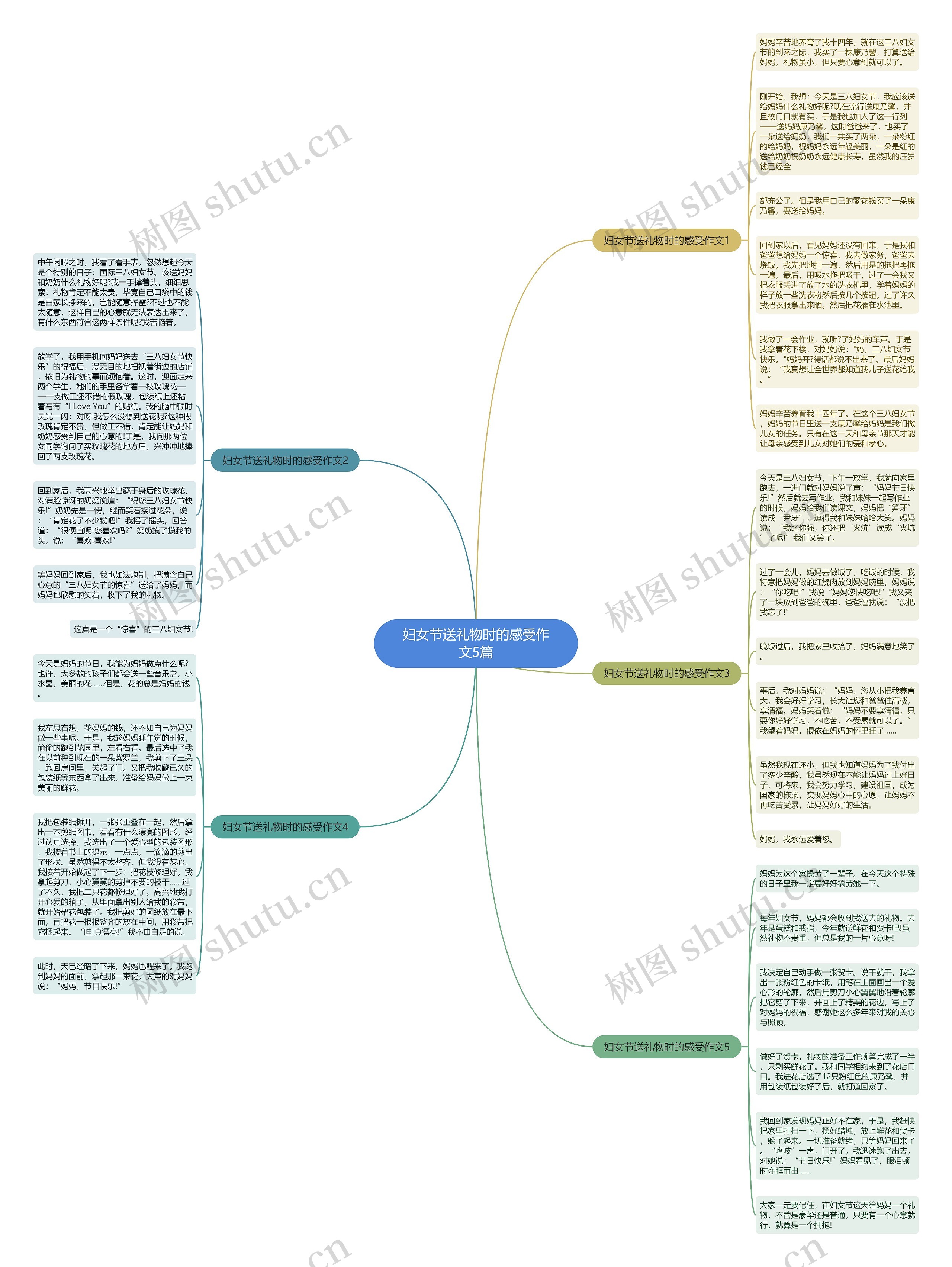 妇女节送礼物时的感受作文5篇思维导图