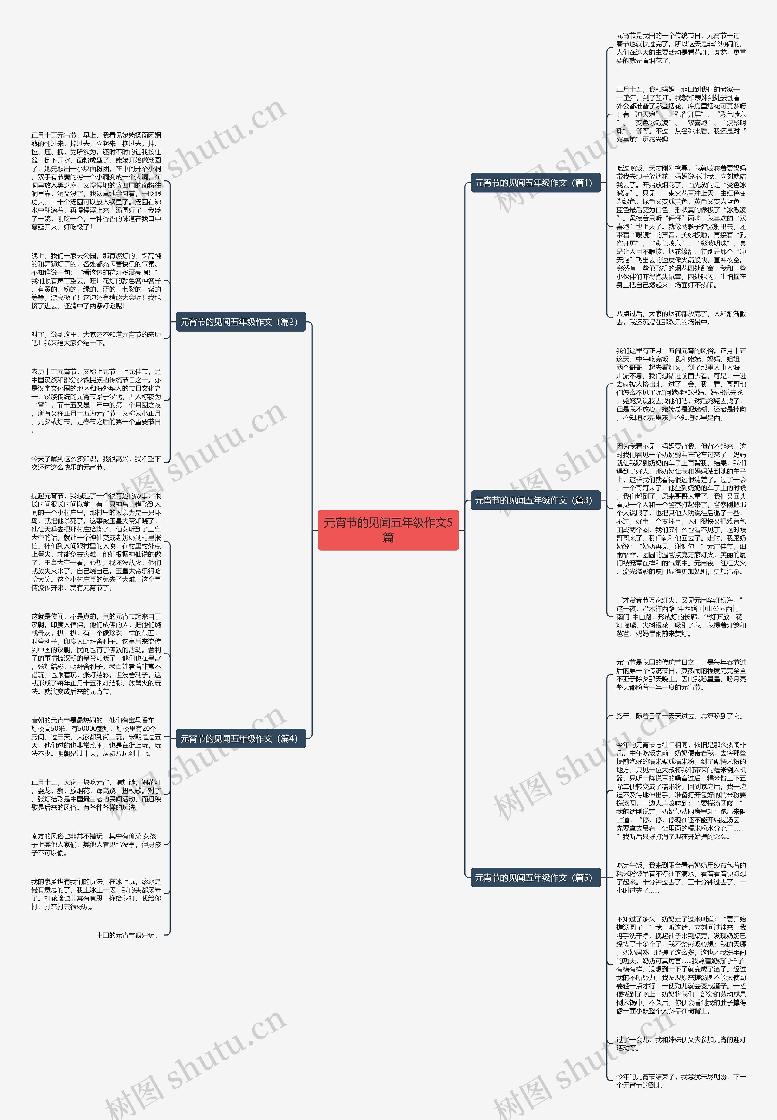 元宵节的见闻五年级作文5篇思维导图