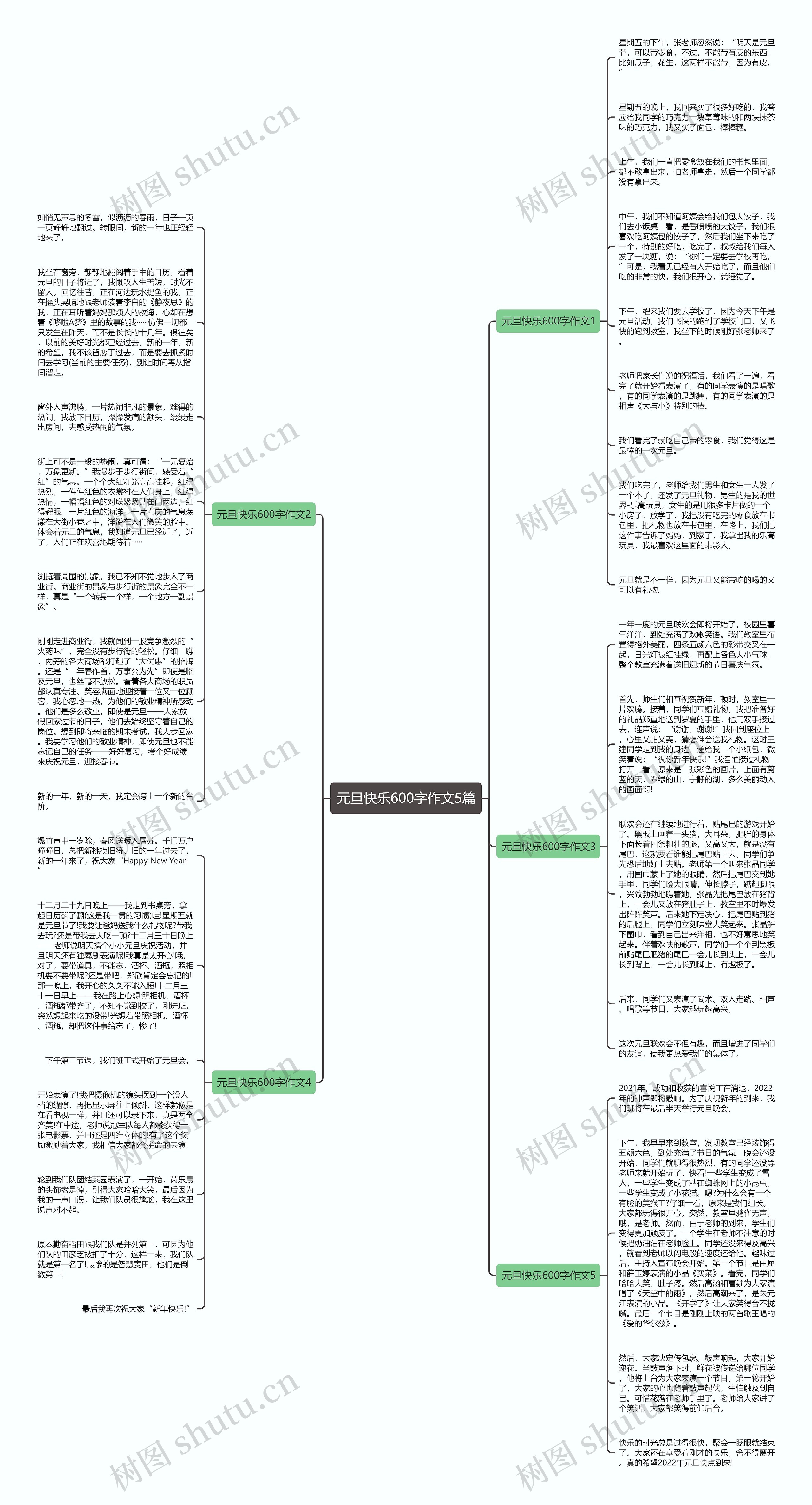 元旦快乐600字作文5篇思维导图