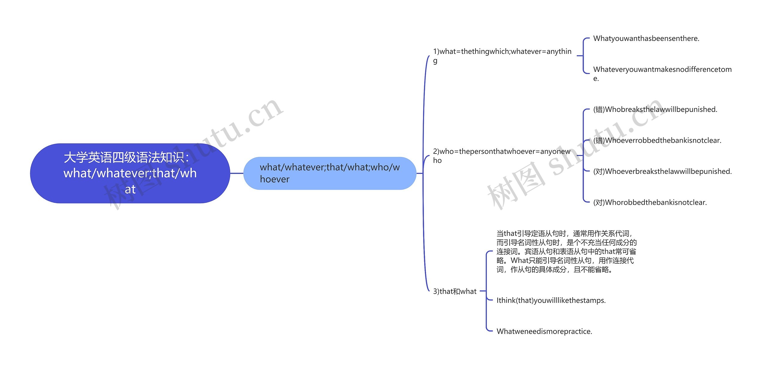 大学英语四级语法知识：what/whatever;that/what思维导图