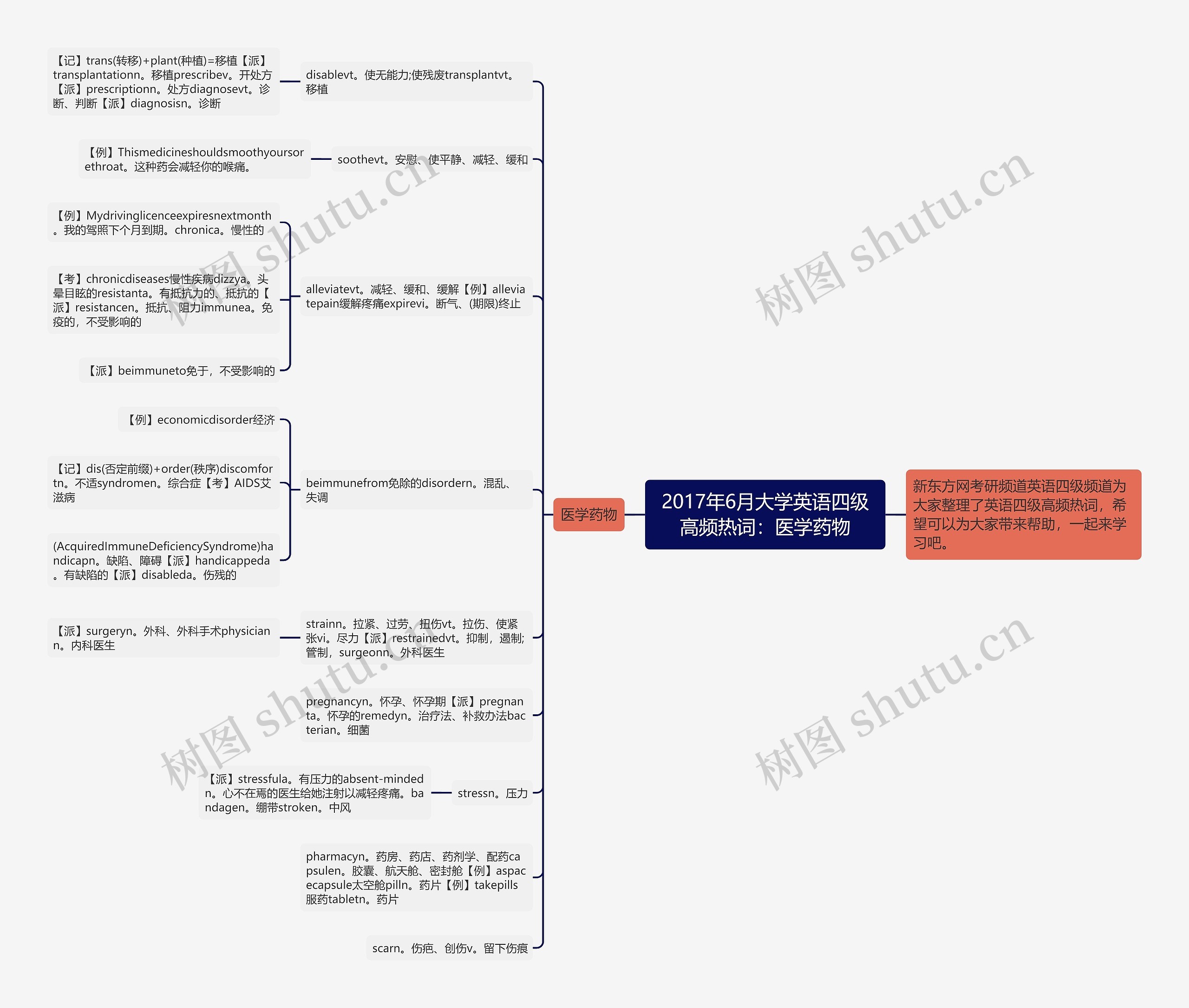 2017年6月大学英语四级高频热词：医学药物思维导图