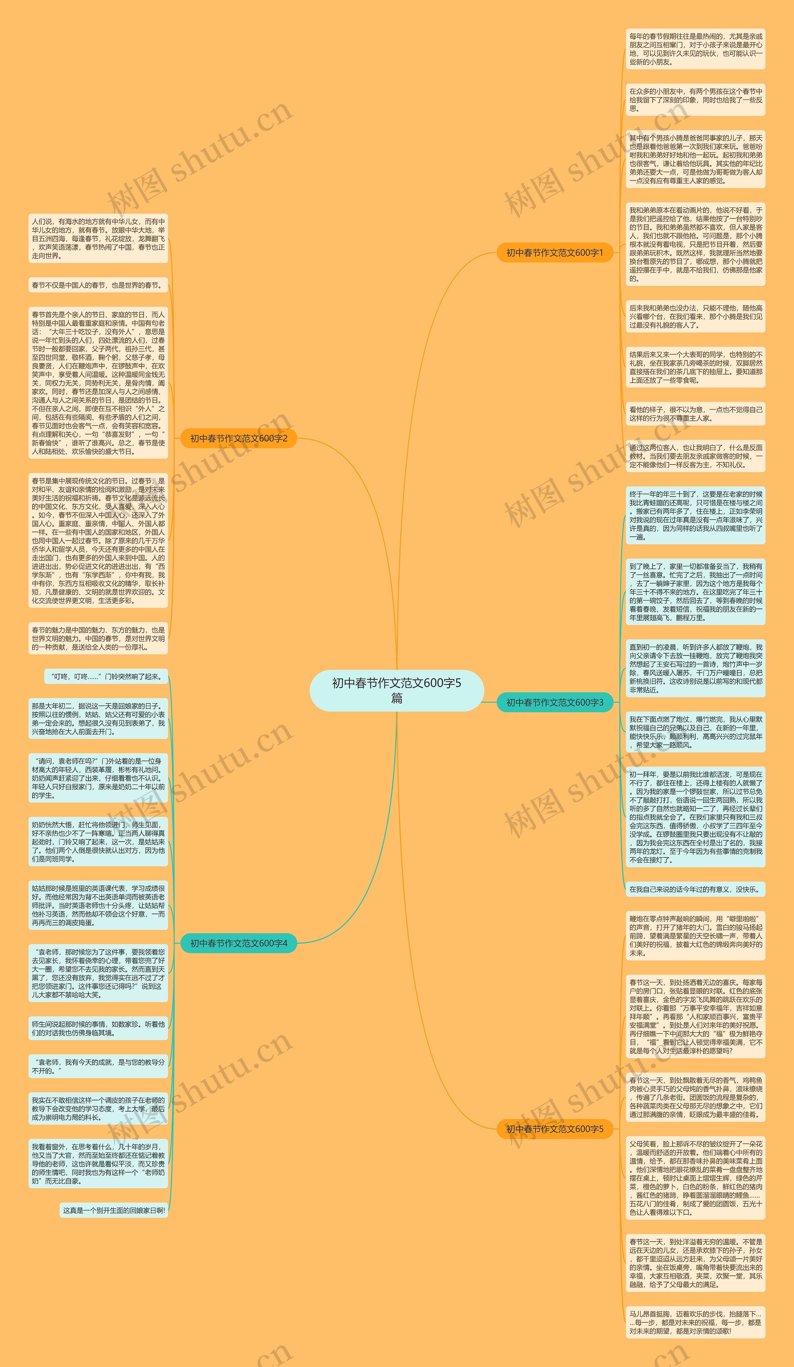 初中春节作文范文600字5篇思维导图