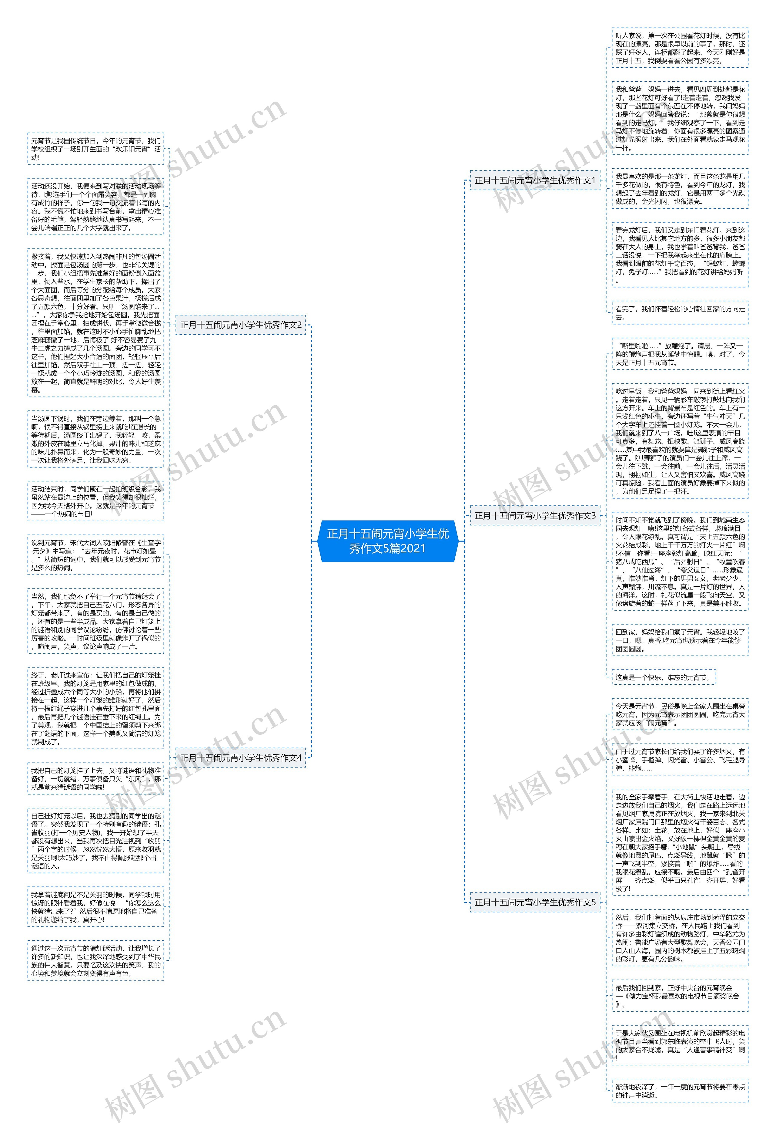 正月十五闹元宵小学生优秀作文5篇2021思维导图