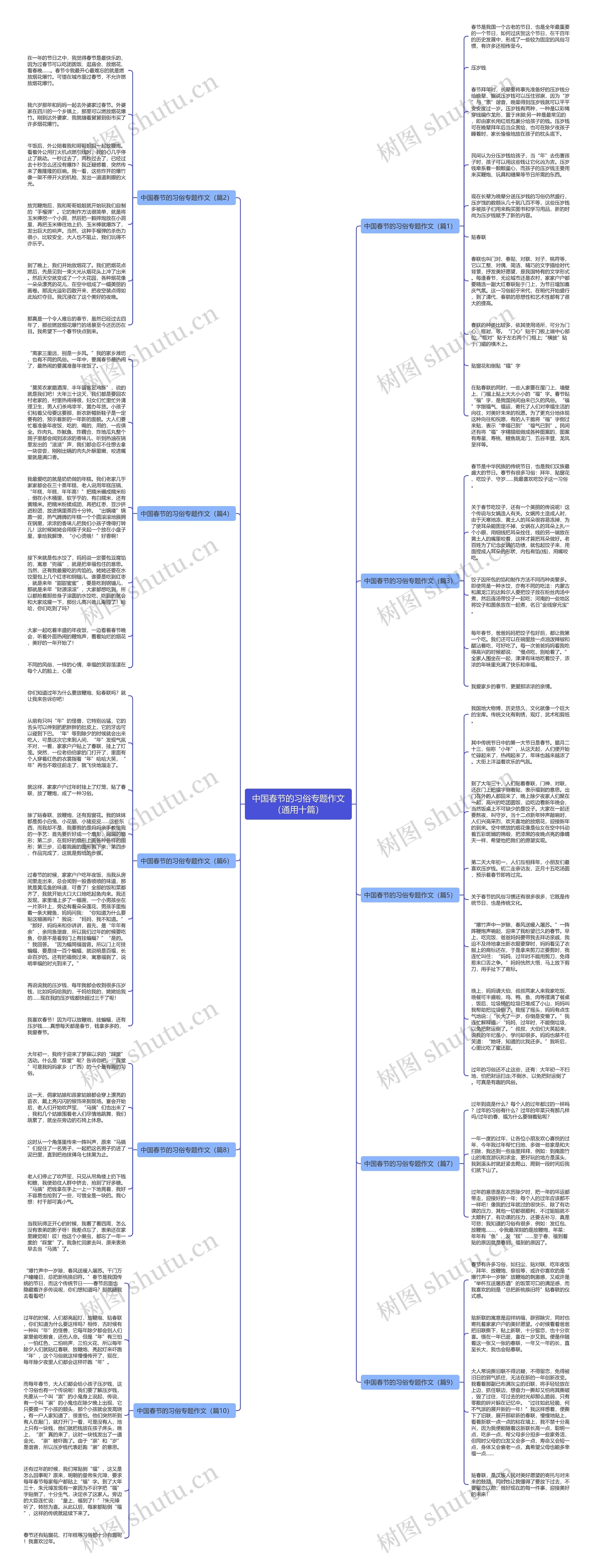 中国春节的习俗专题作文（通用十篇）思维导图