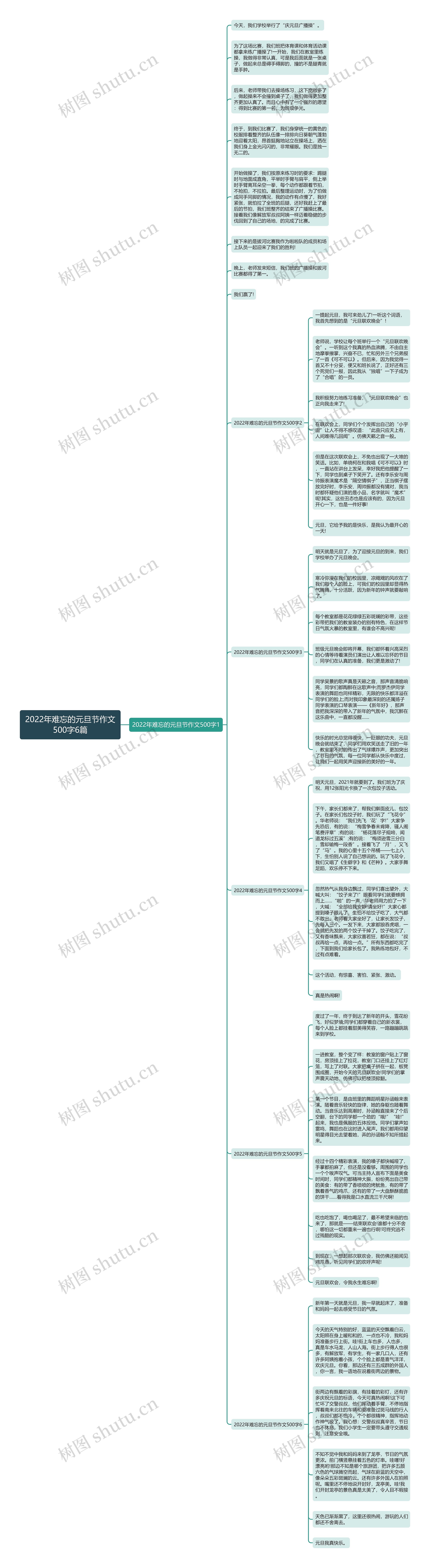 2022年难忘的元旦节作文500字6篇思维导图