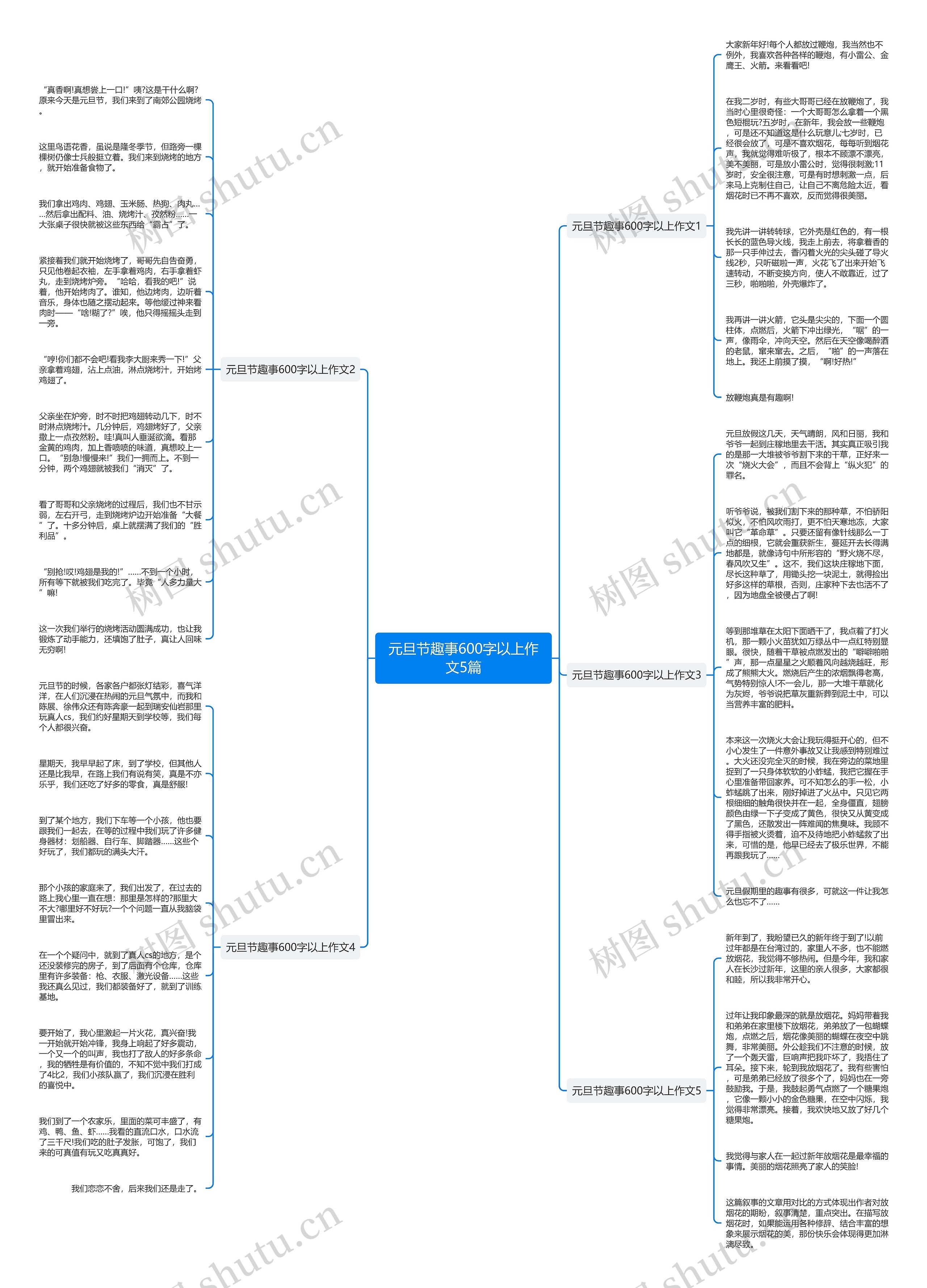 元旦节趣事600字以上作文5篇思维导图