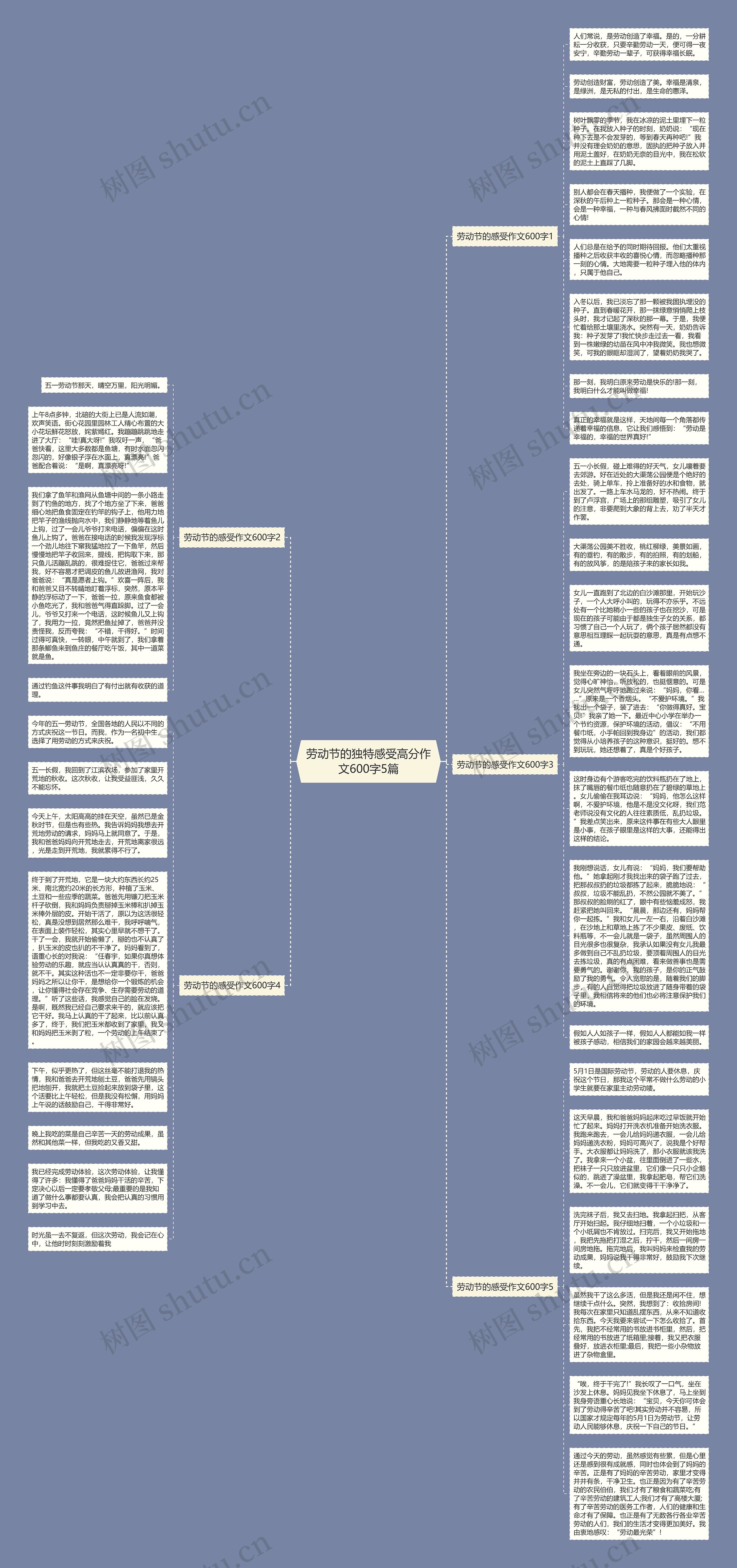 劳动节的独特感受高分作文600字5篇思维导图
