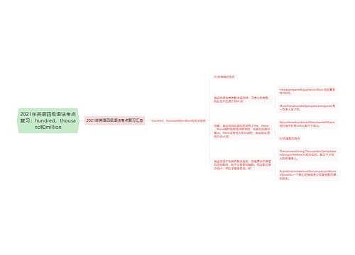 2021年英语四级语法考点复习：hundred，thousand和million