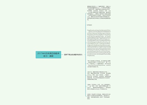 2017年6月英语四级翻译练习：唐朝