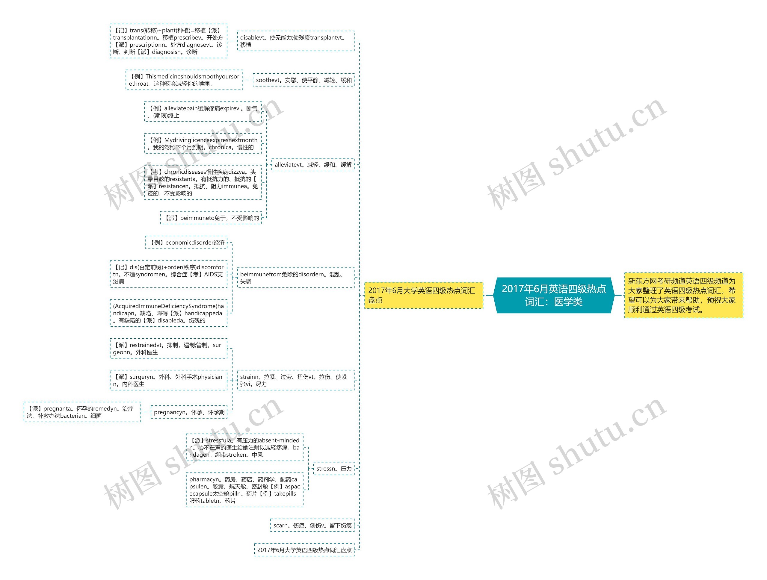 2017年6月英语四级热点词汇：医学类思维导图