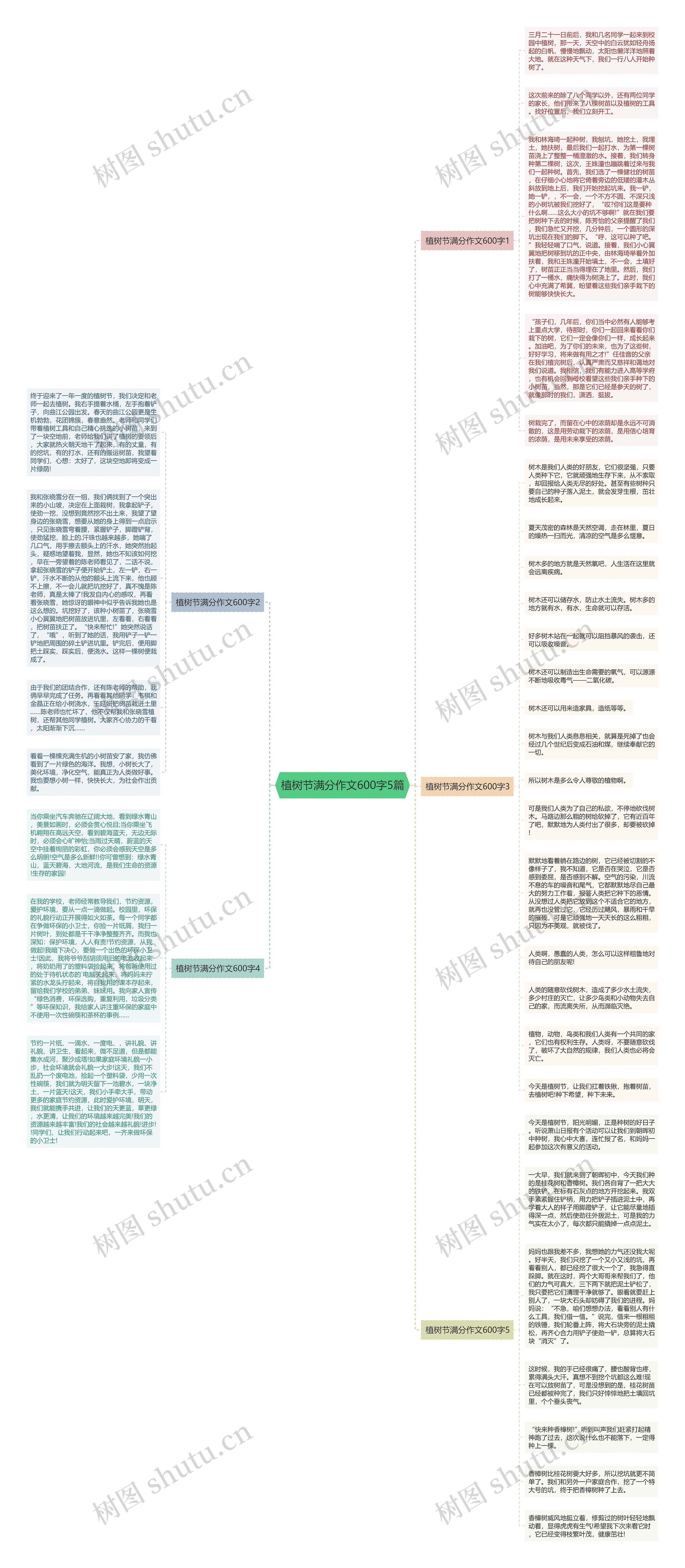 植树节满分作文600字5篇思维导图