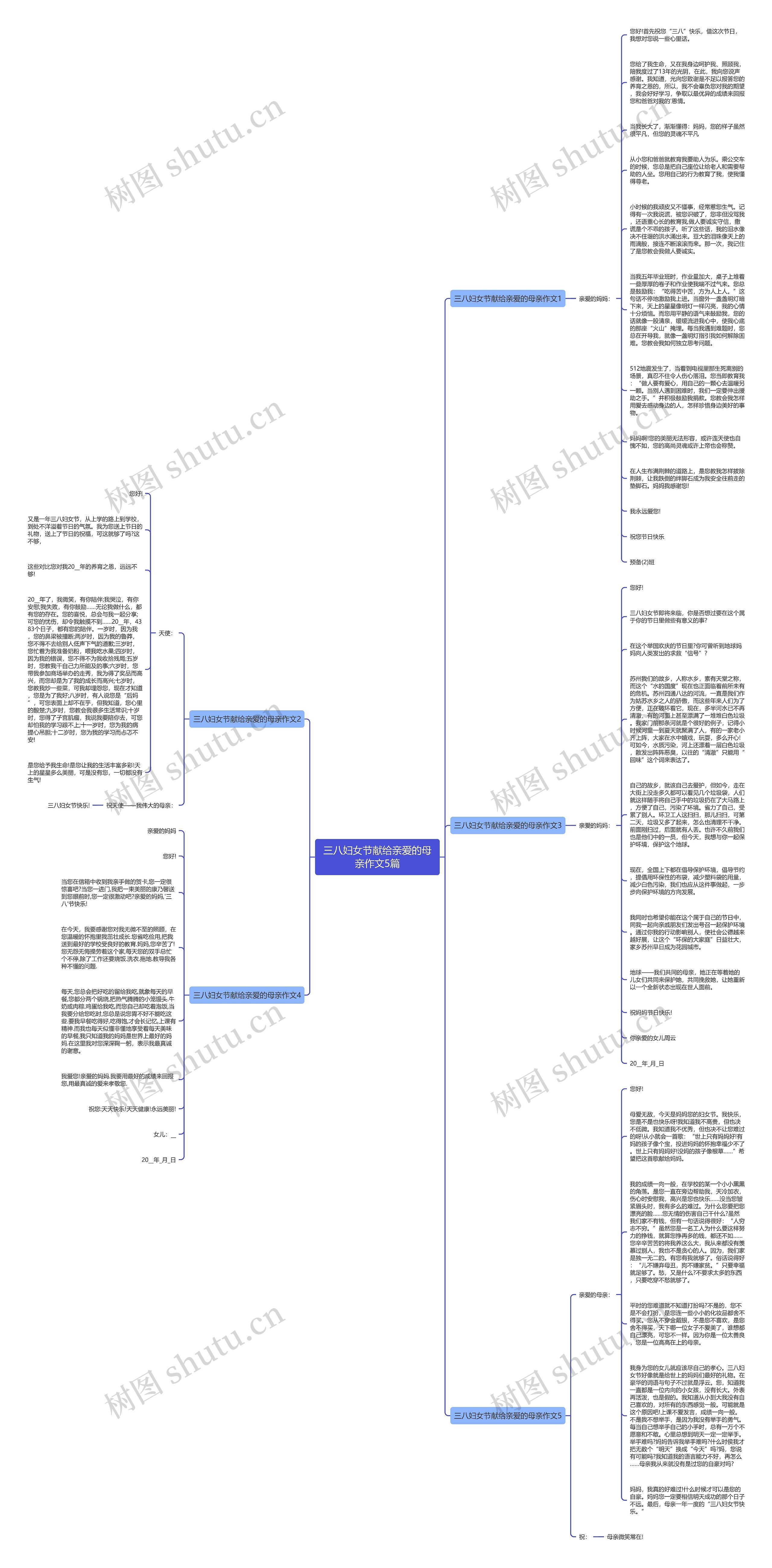 三八妇女节献给亲爱的母亲作文5篇思维导图