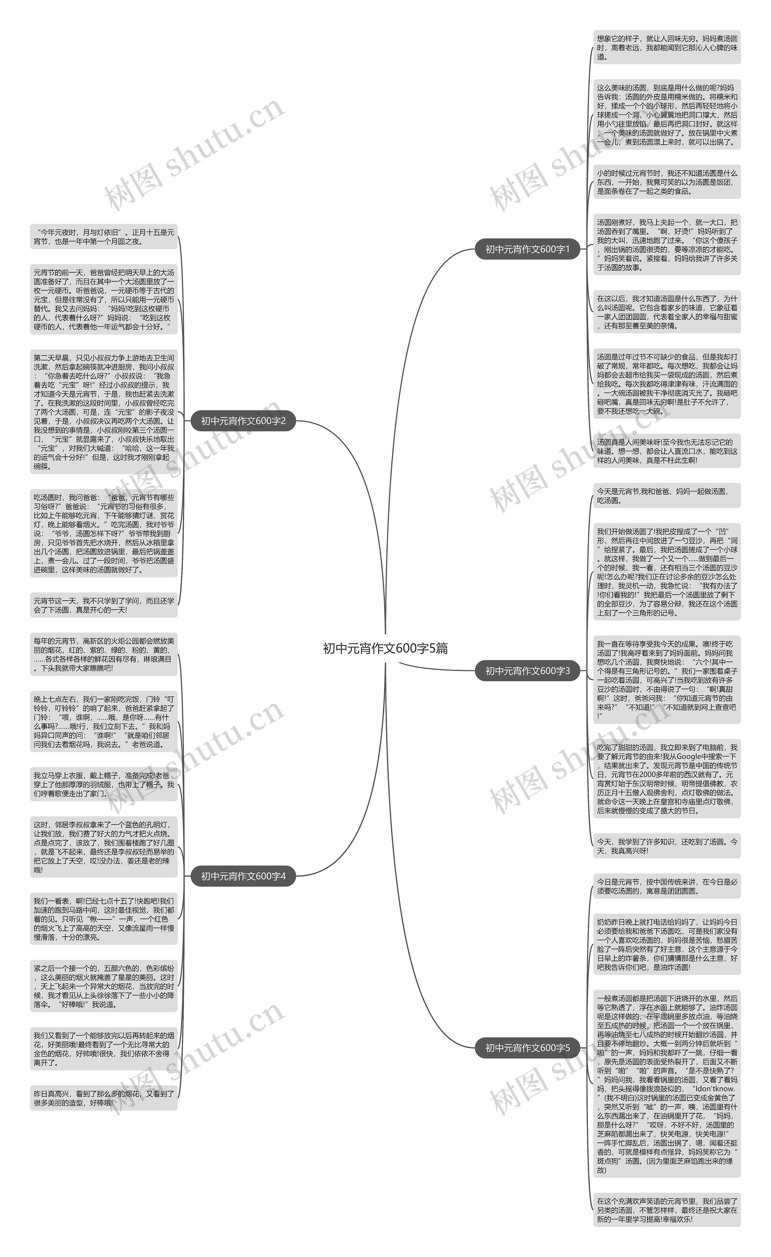 初中元宵作文600字5篇思维导图