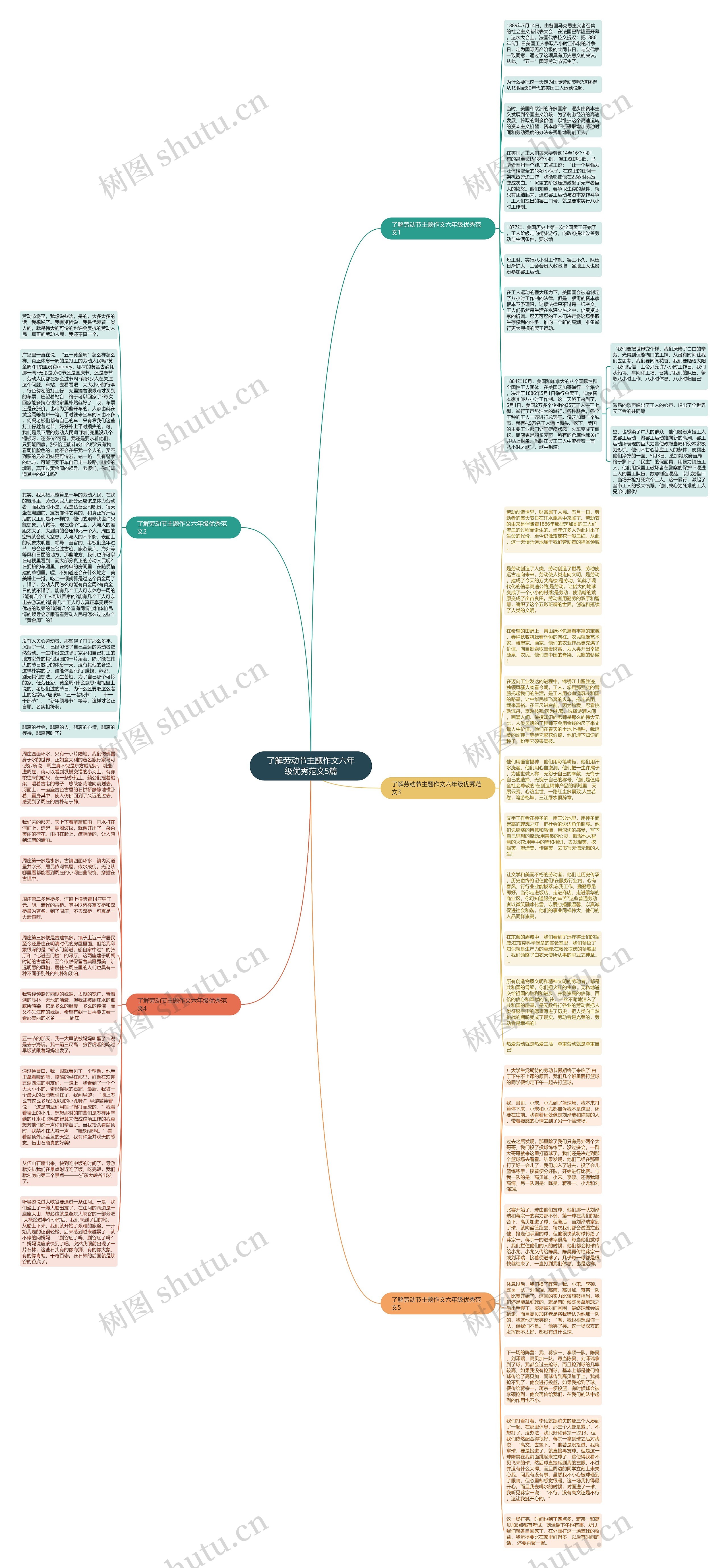 了解劳动节主题作文六年级优秀范文5篇思维导图