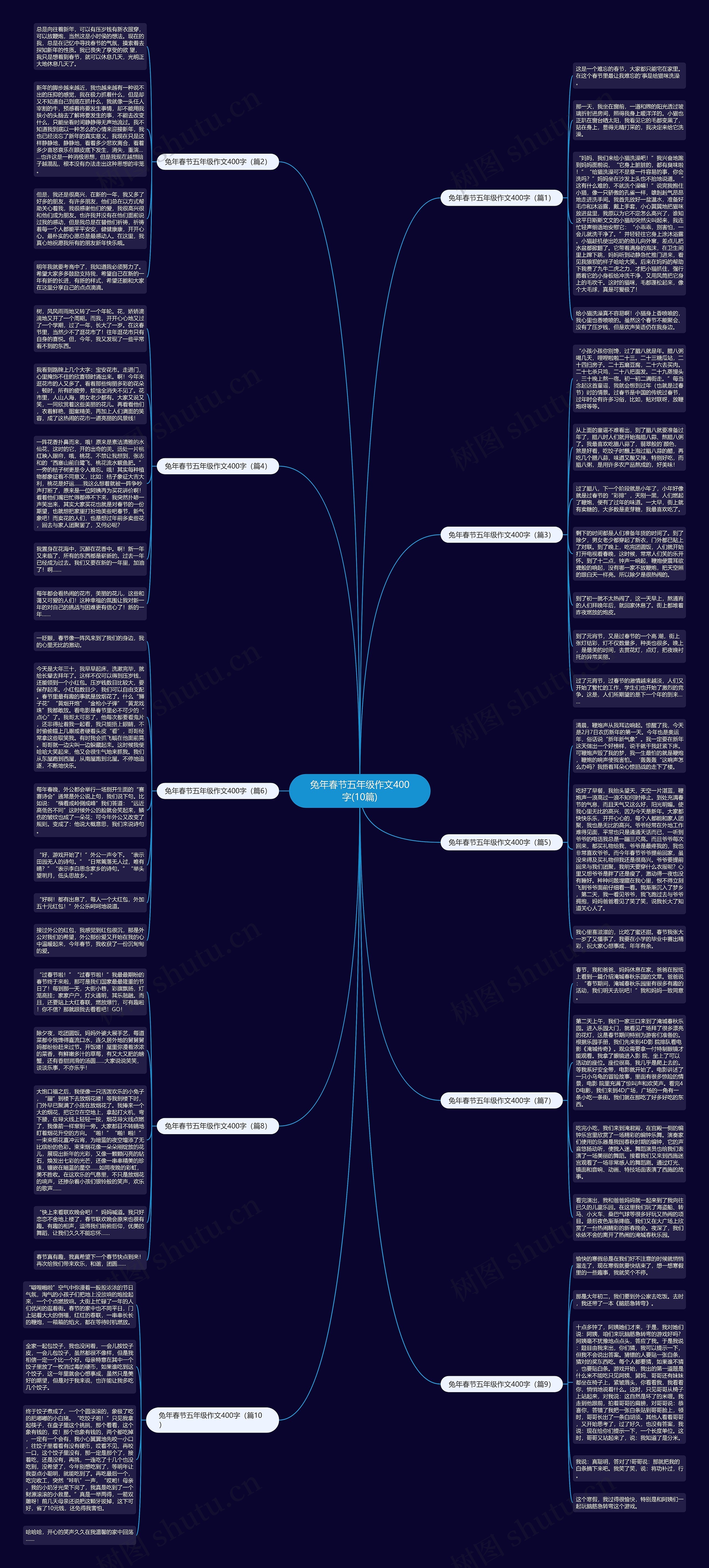 兔年春节五年级作文400字(10篇)思维导图