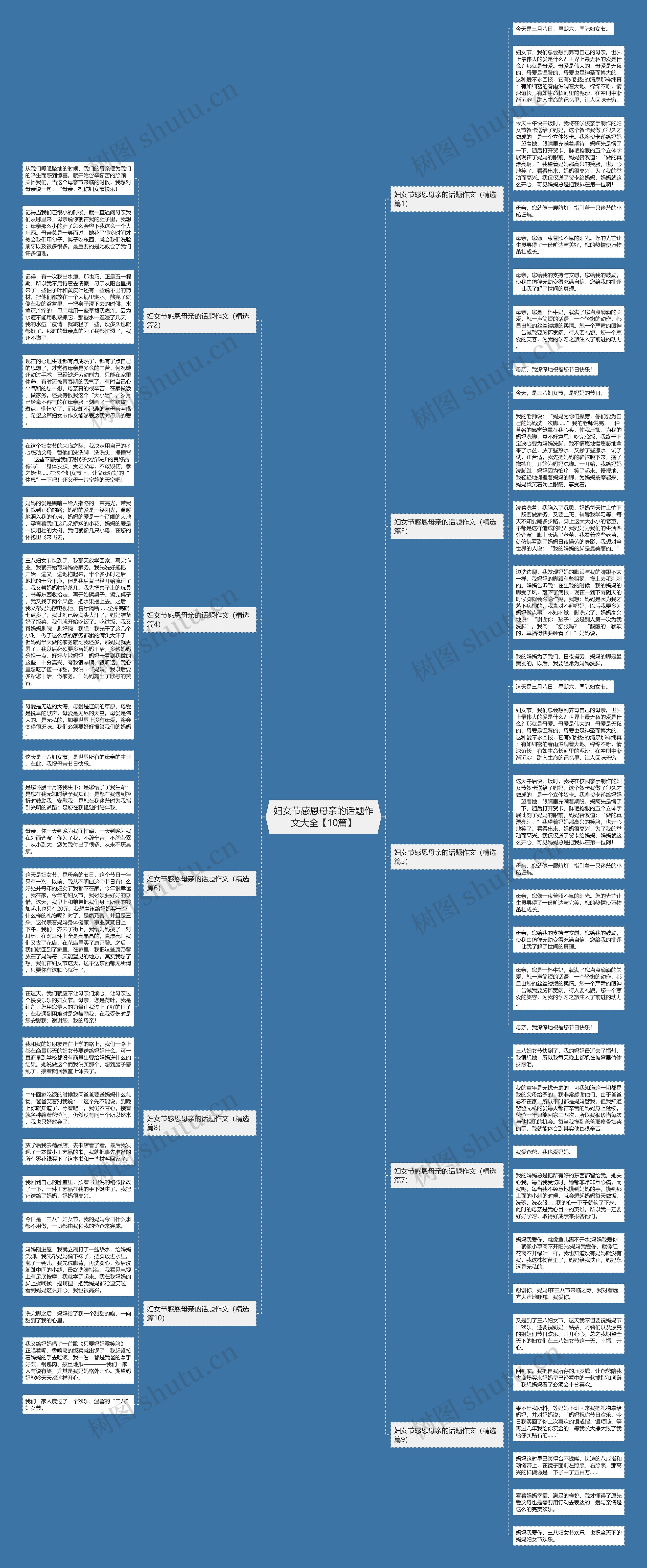 妇女节感恩母亲的话题作文大全【10篇】思维导图