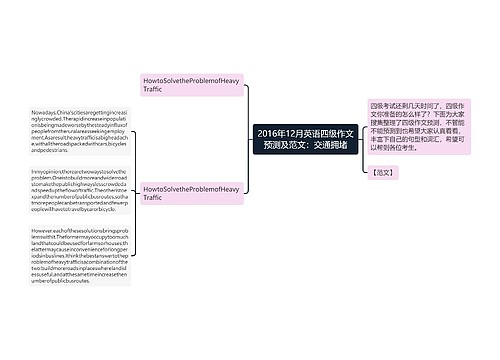 2016年12月英语四级作文预测及范文：交通拥堵