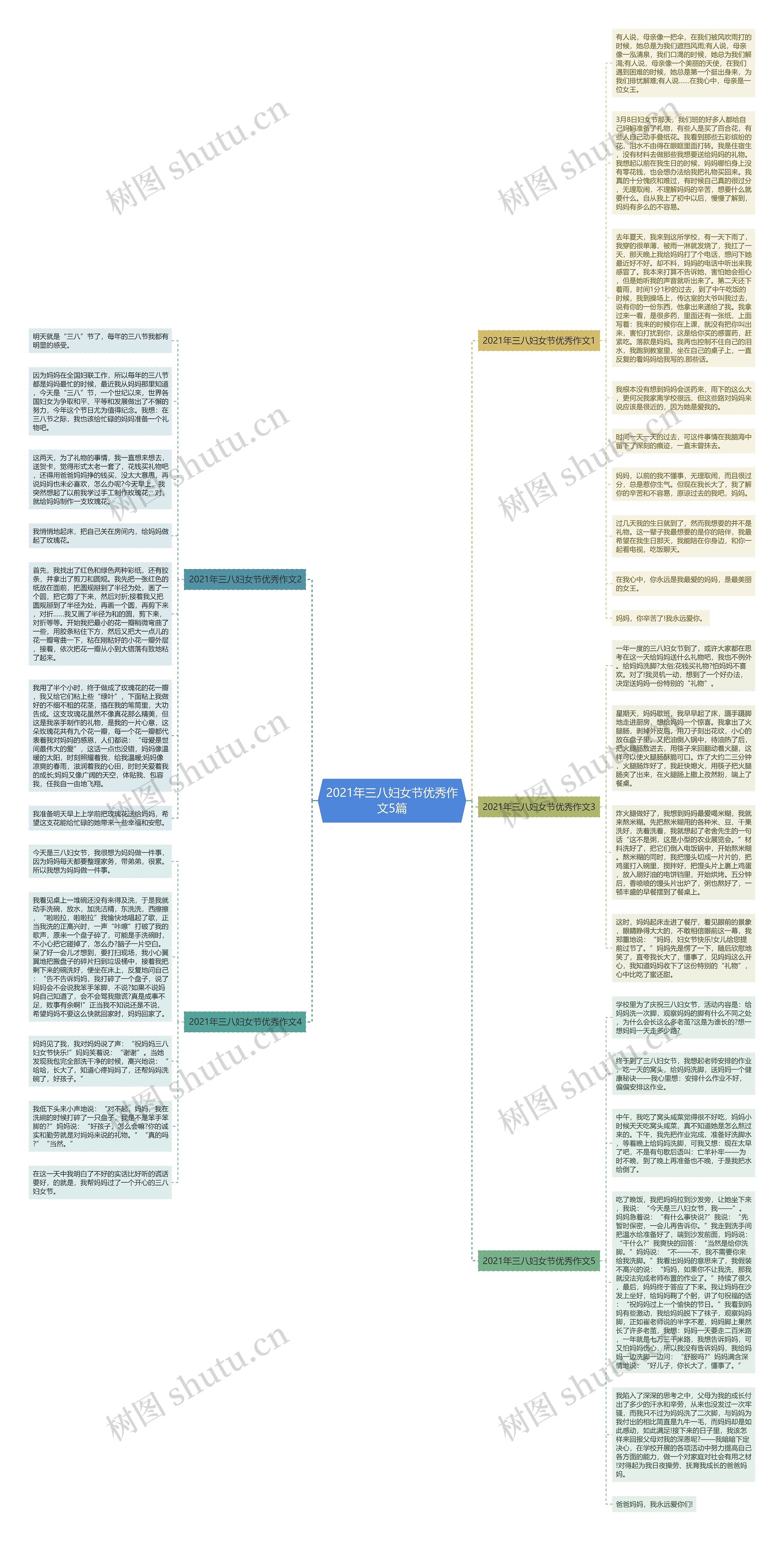 2021年三八妇女节优秀作文5篇思维导图