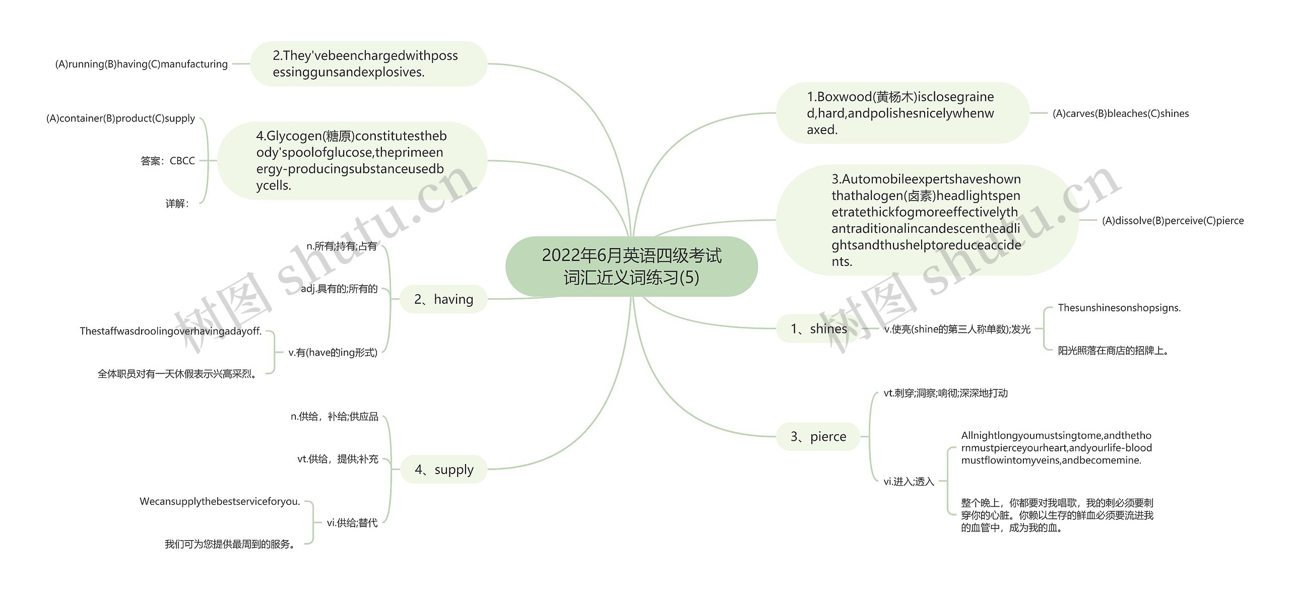 2022年6月英语四级考试词汇近义词练习(5)思维导图