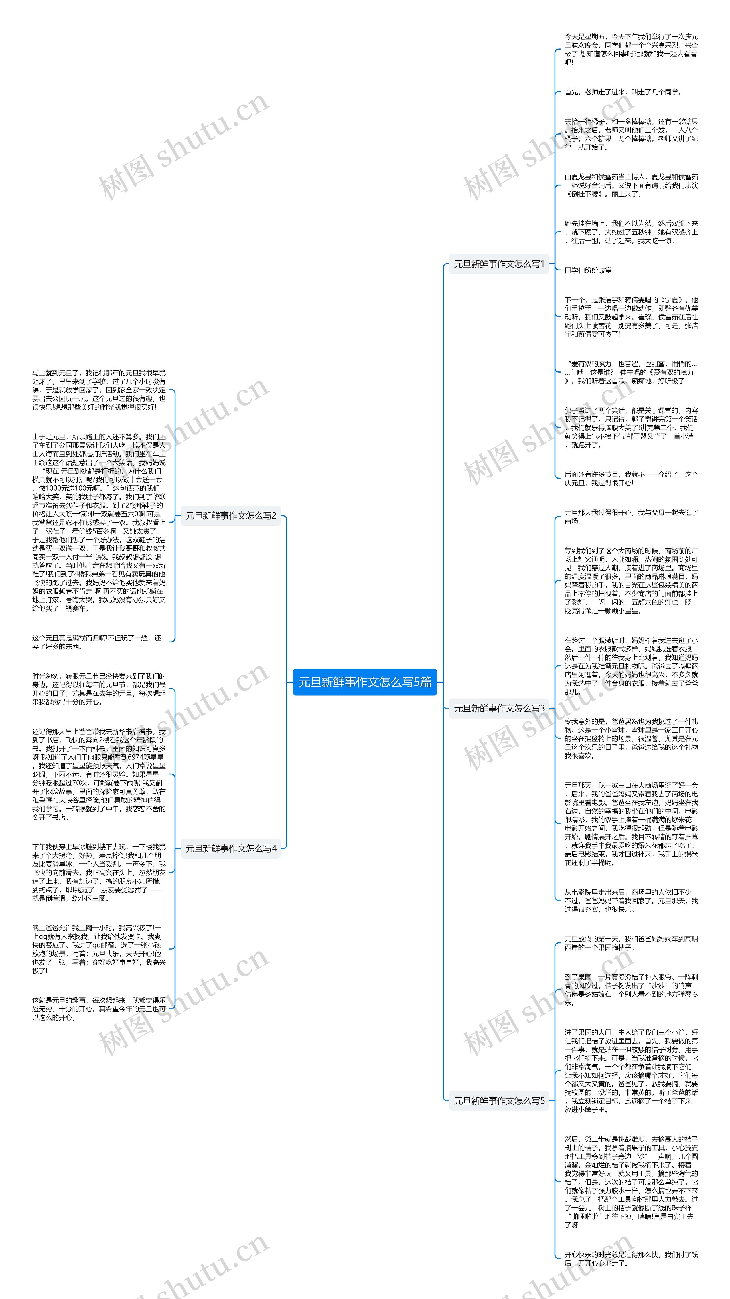 元旦新鲜事作文怎么写5篇思维导图