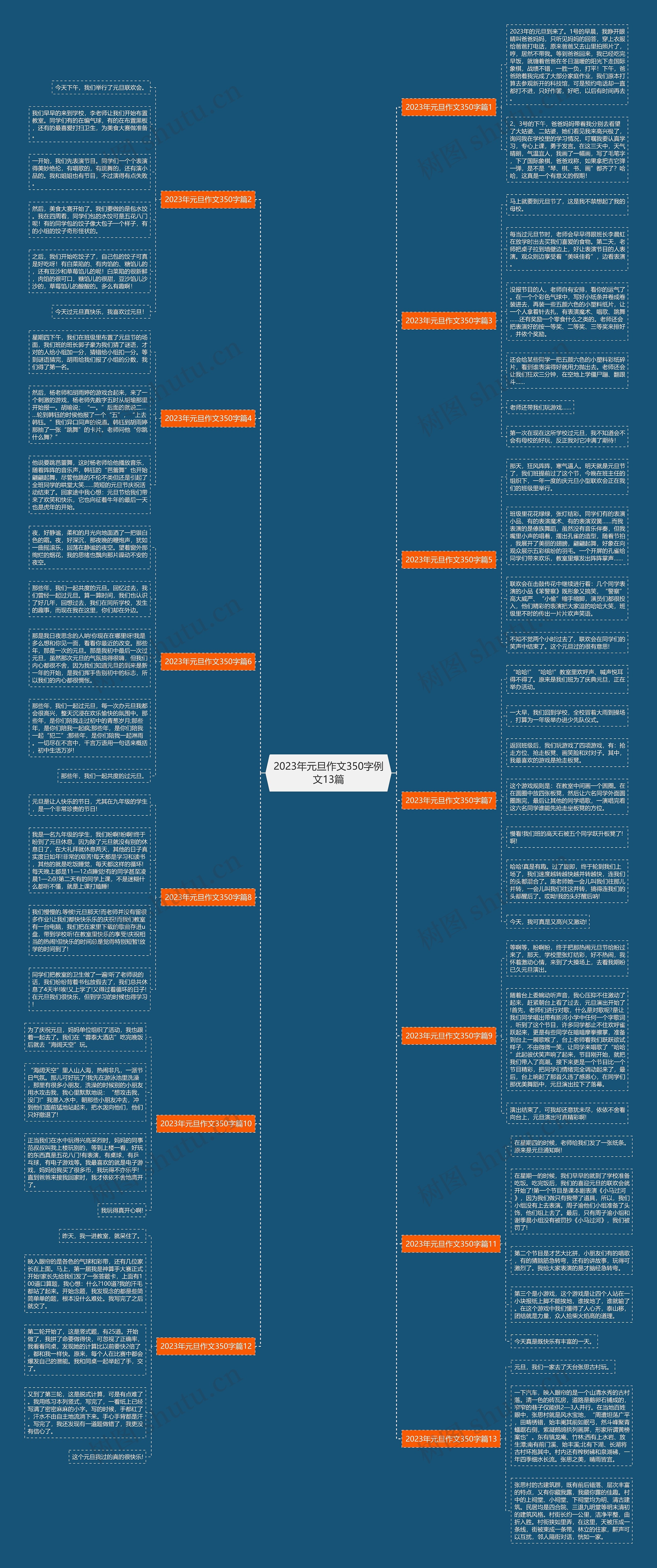2023年元旦作文350字例文13篇思维导图