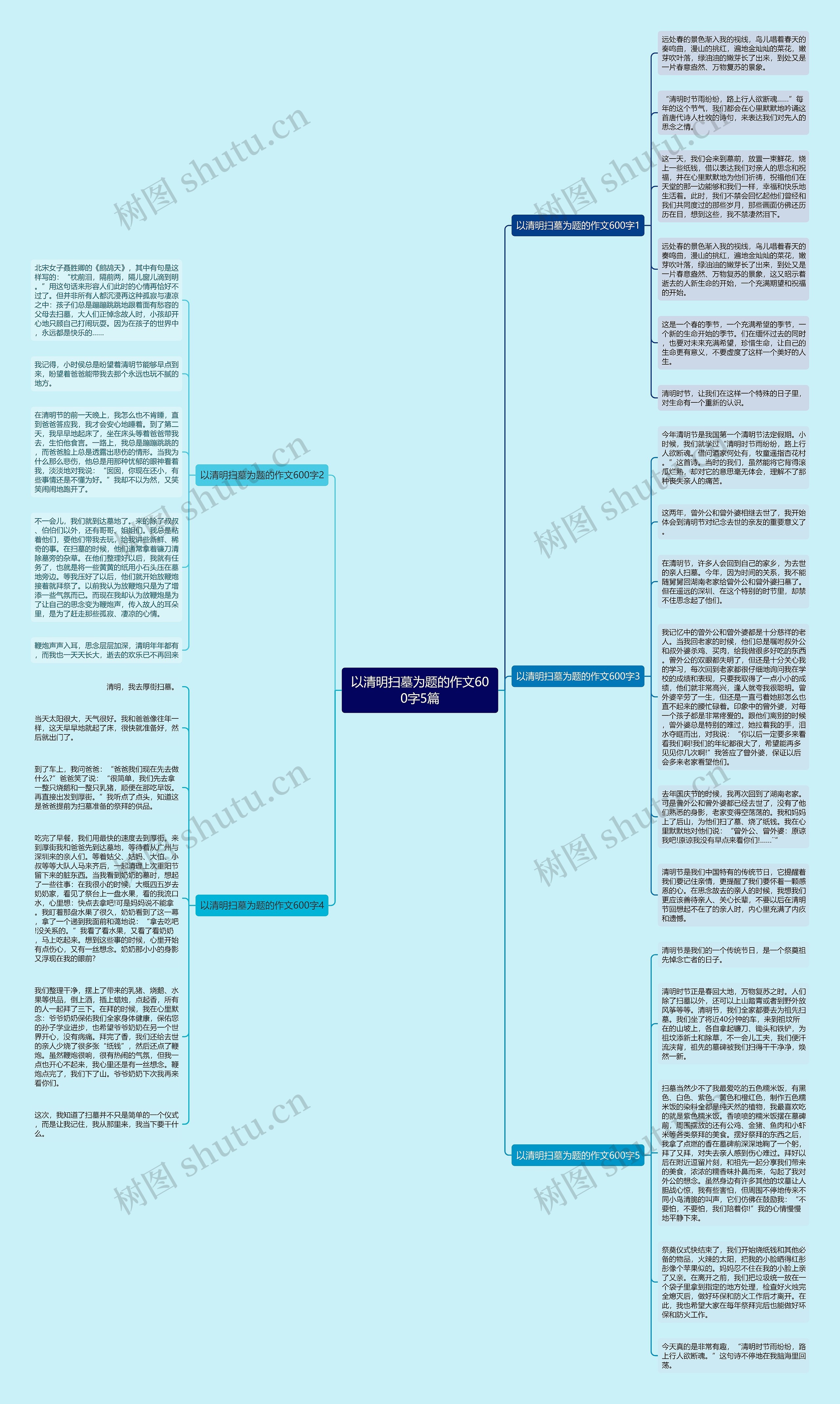 以清明扫墓为题的作文600字5篇思维导图