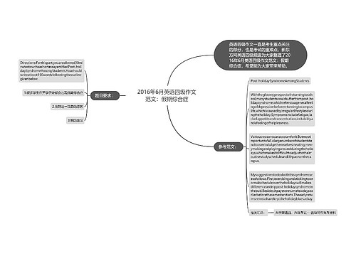 2016年6月英语四级作文范文：假期综合症