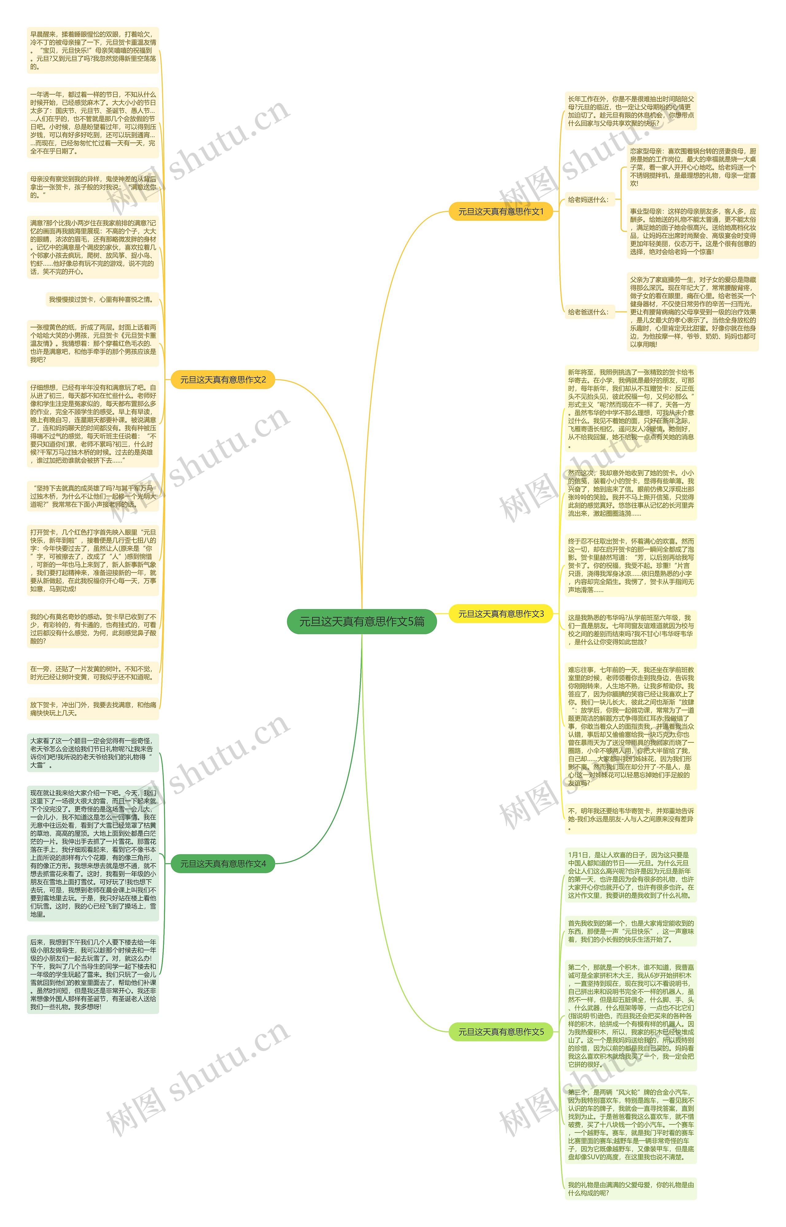 元旦这天真有意思作文5篇思维导图