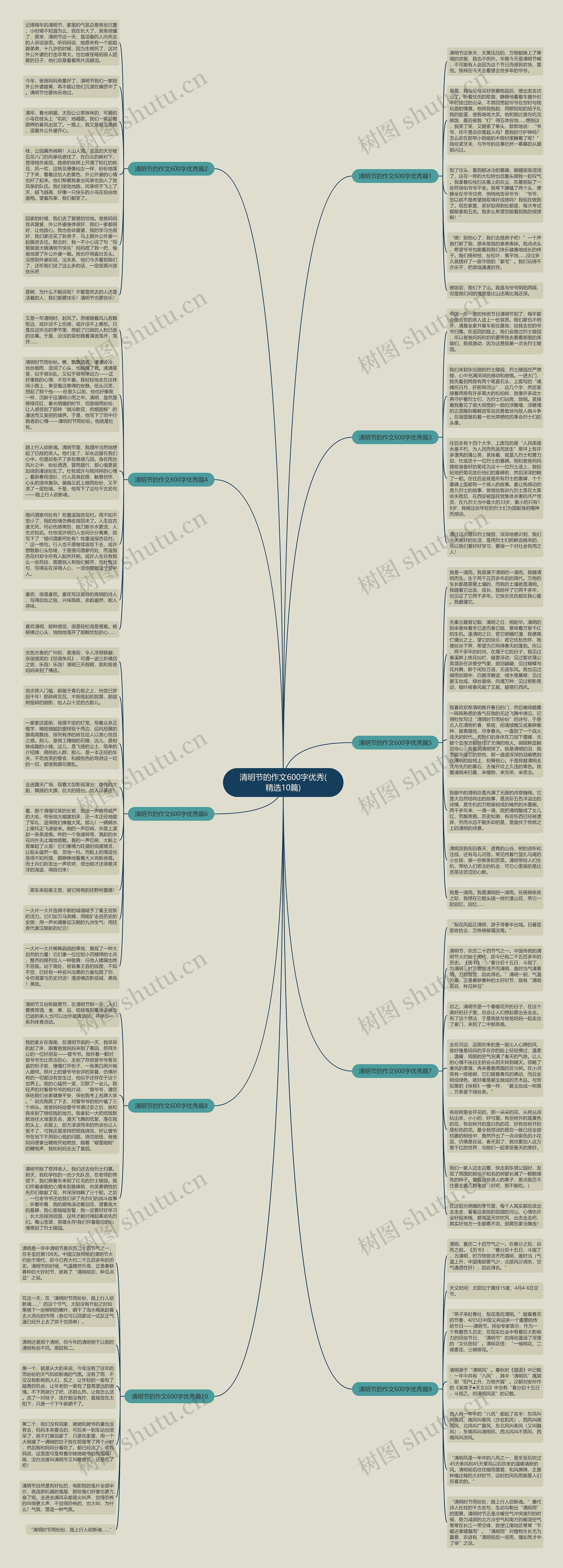 清明节的作文600字优秀(精选10篇)思维导图