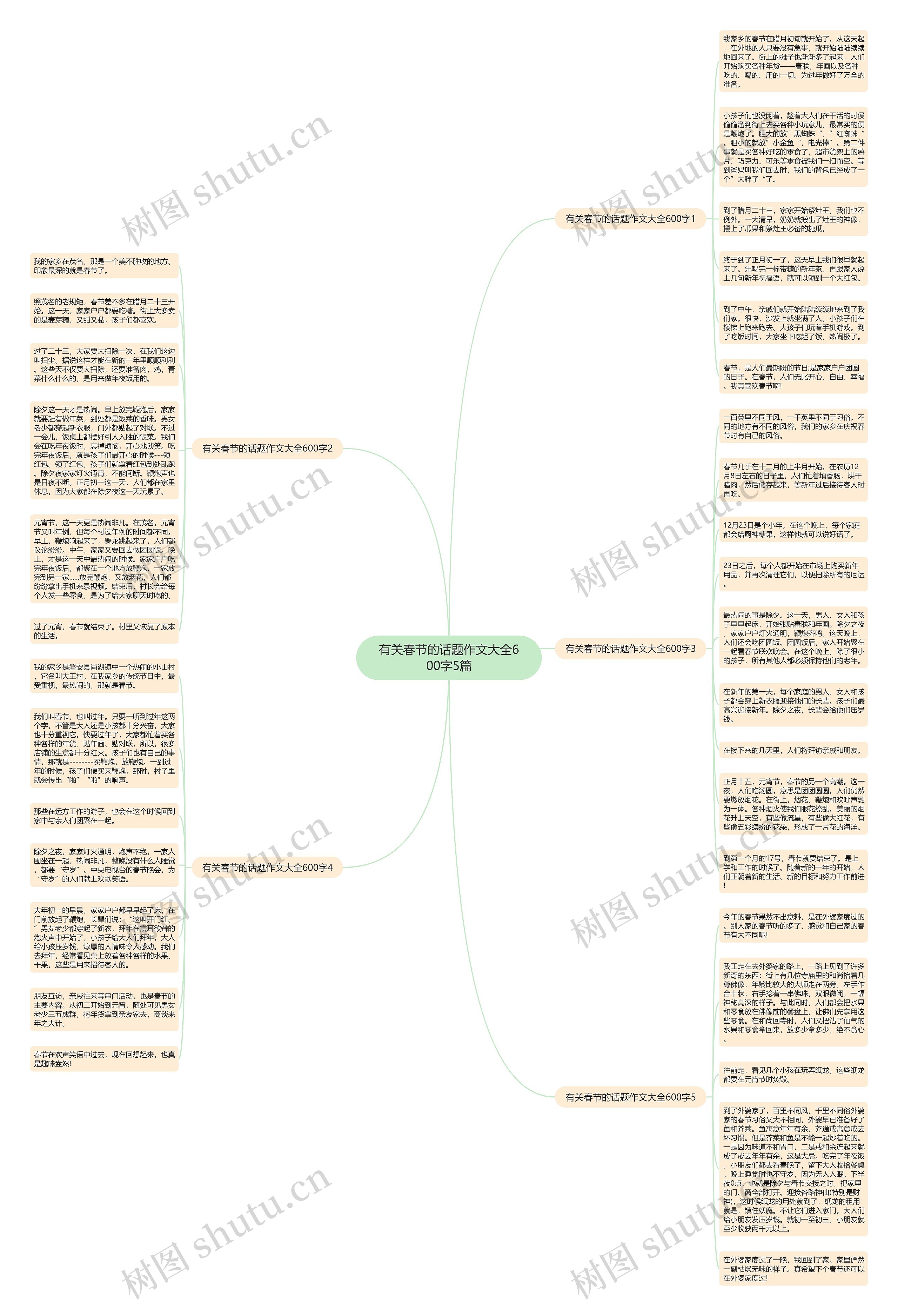 有关春节的话题作文大全600字5篇思维导图