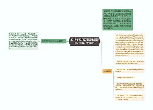 2017年12月英语四级翻译练习题库之自驾游