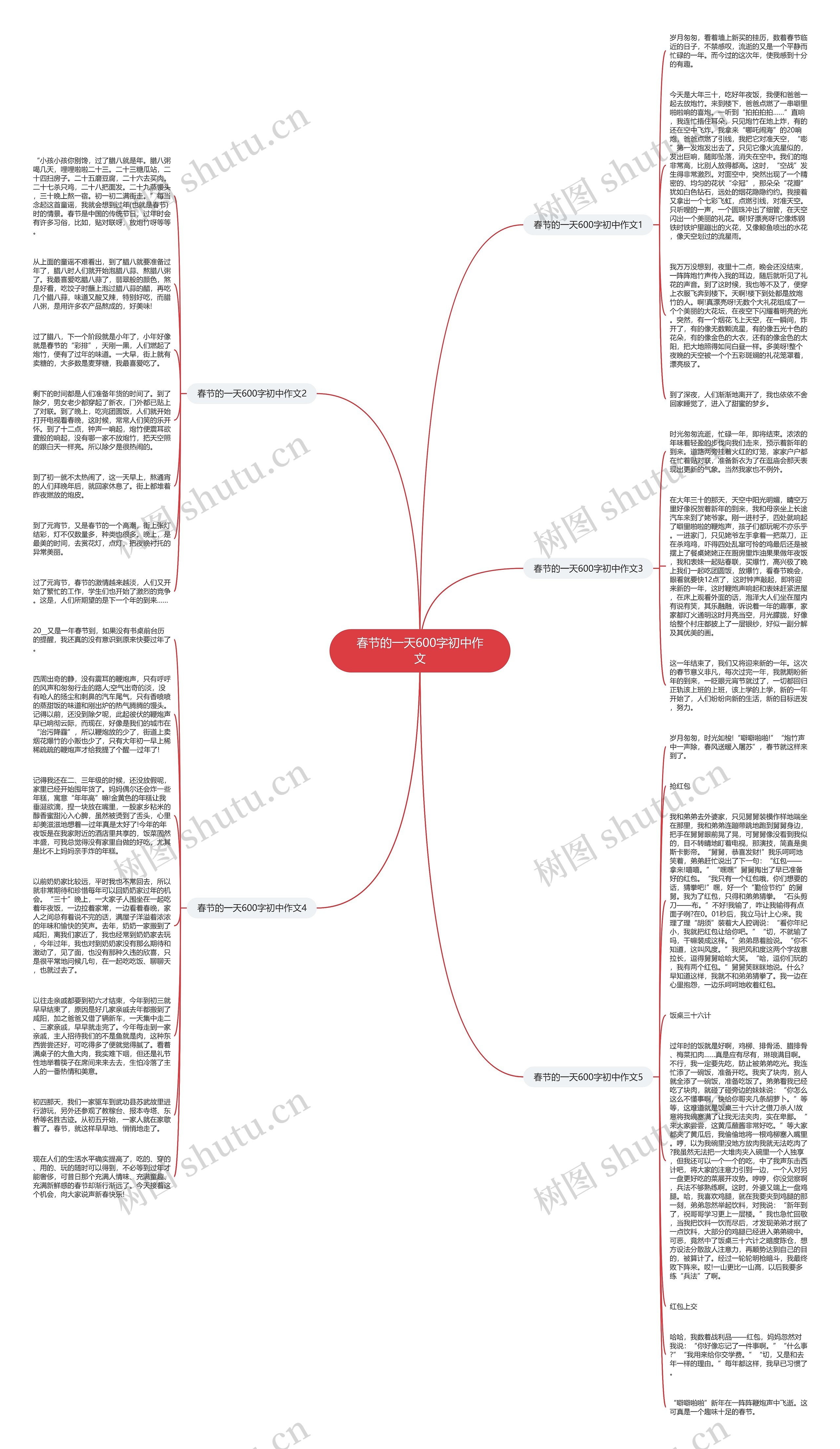 春节的一天600字初中作文思维导图