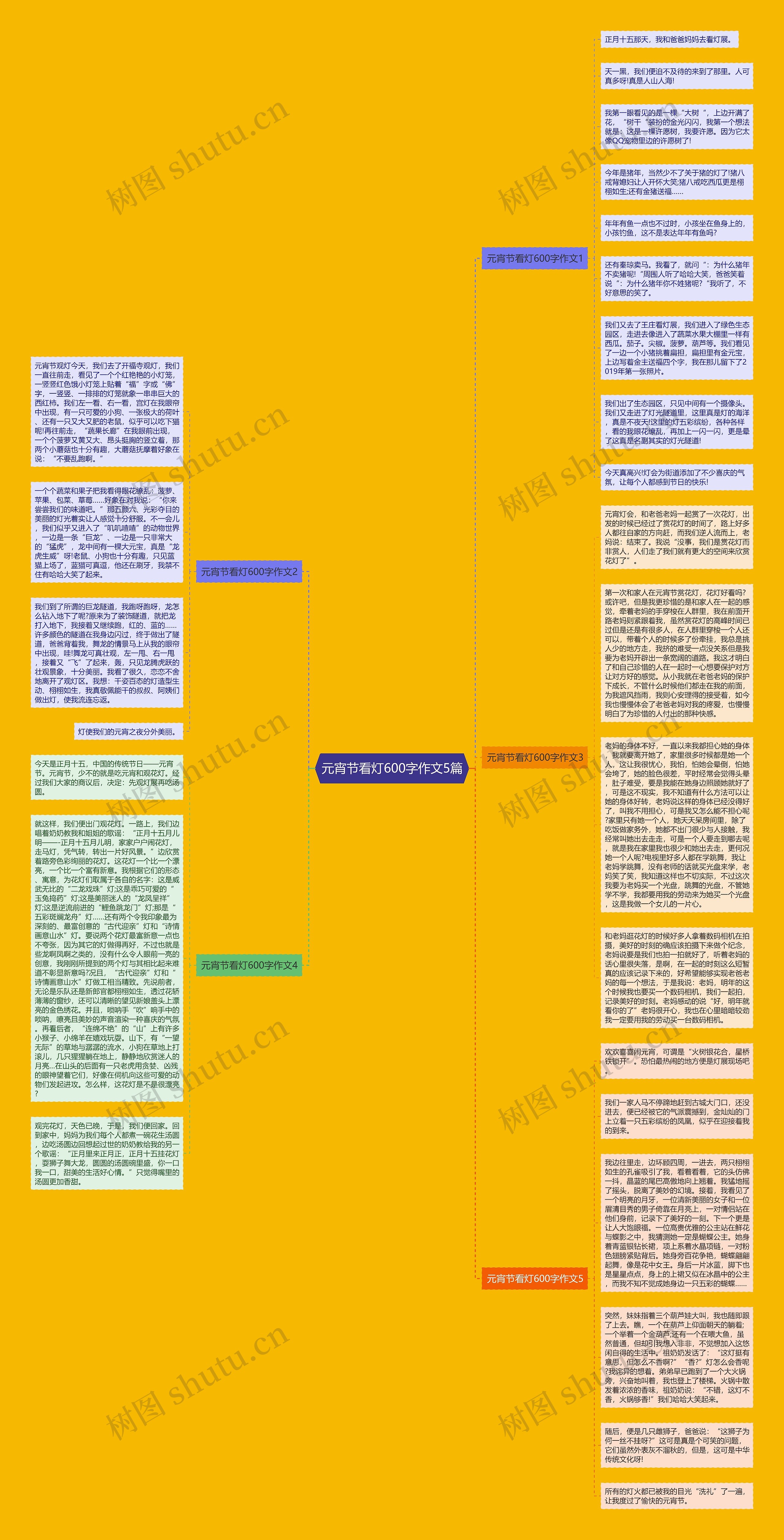 元宵节看灯600字作文5篇思维导图