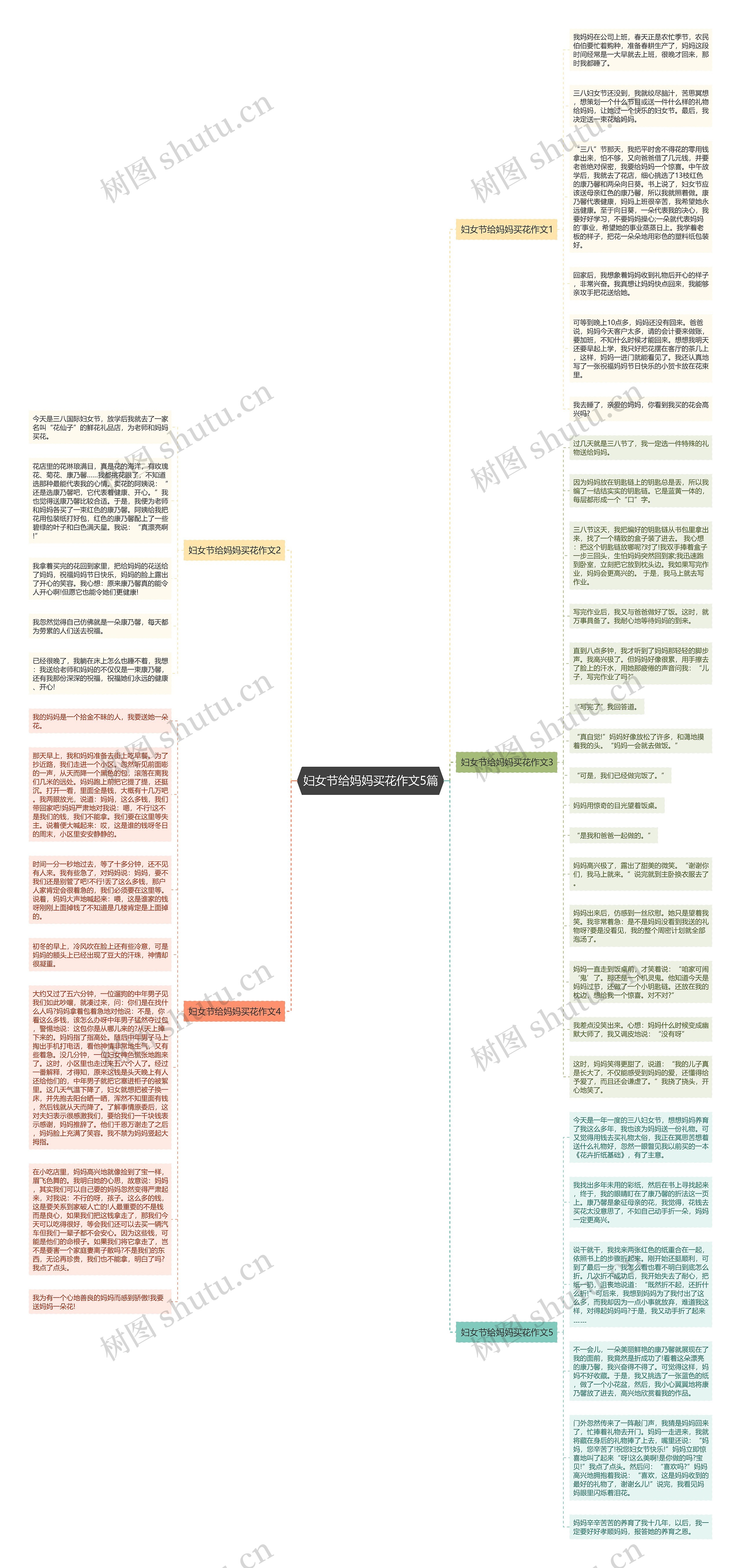 妇女节给妈妈买花作文5篇思维导图
