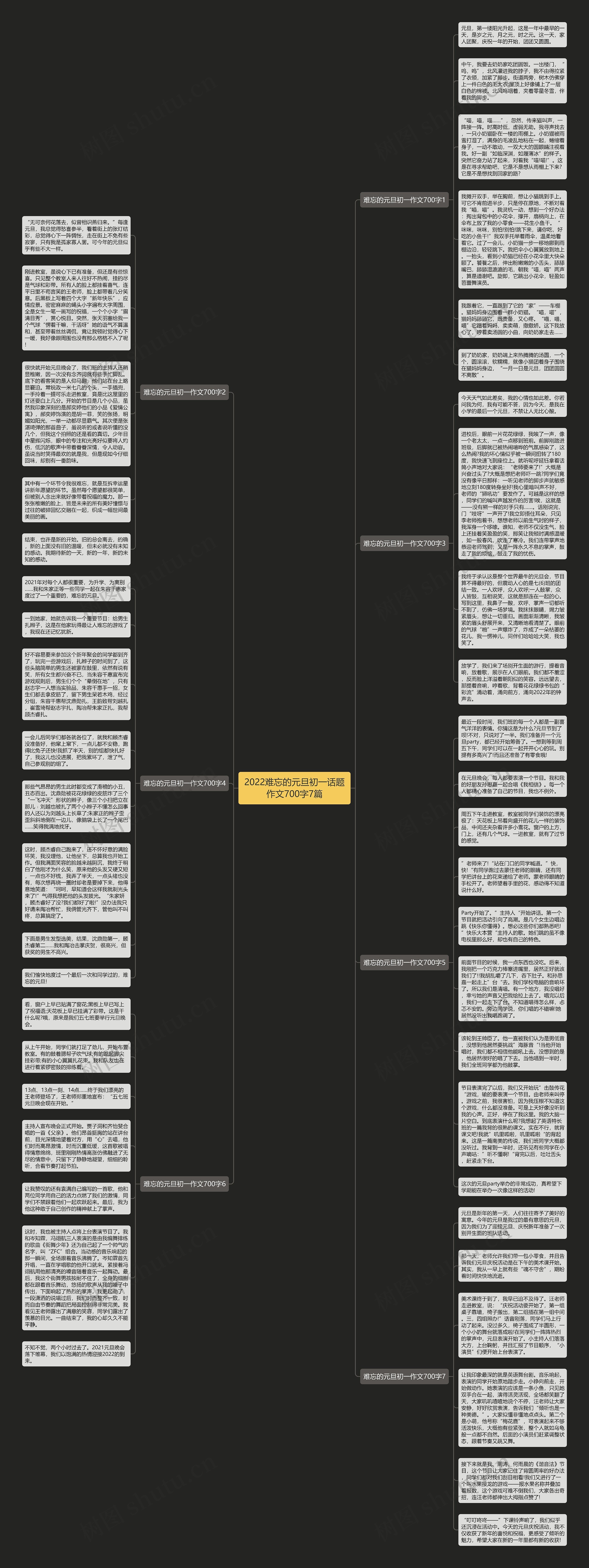 2022难忘的元旦初一话题作文700字7篇思维导图