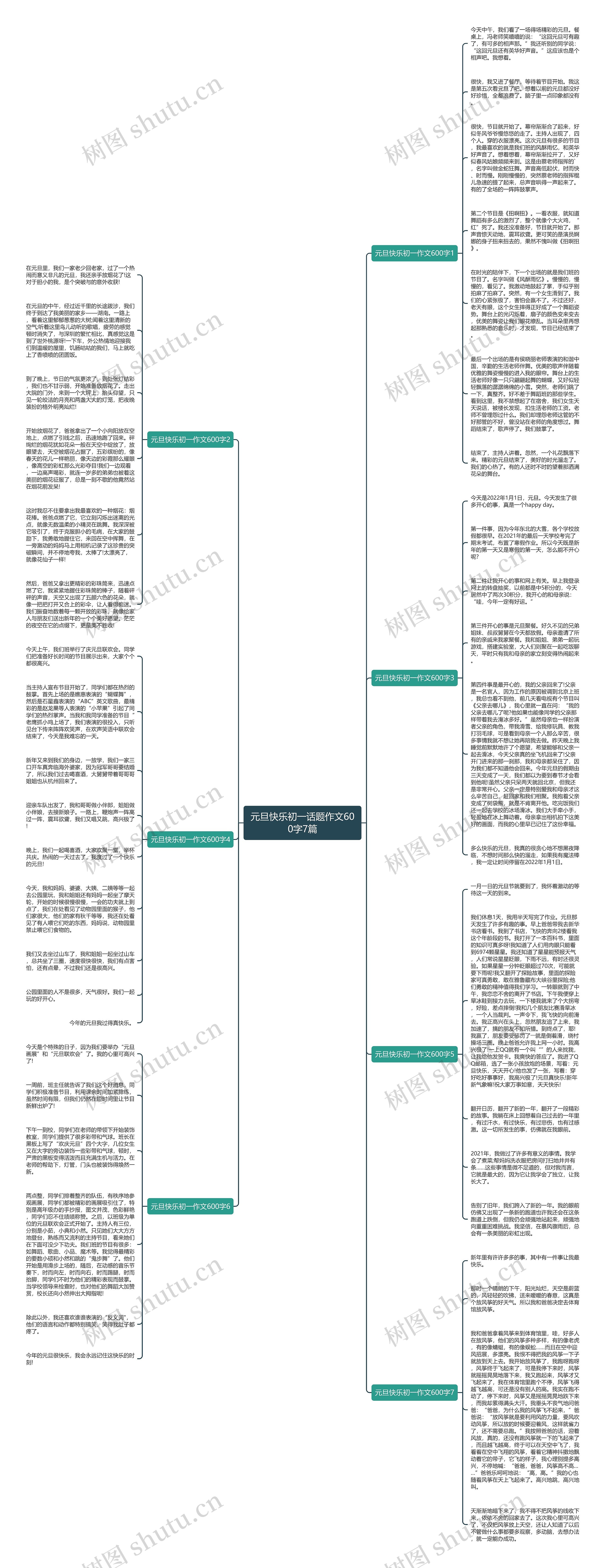 元旦快乐初一话题作文600字7篇思维导图