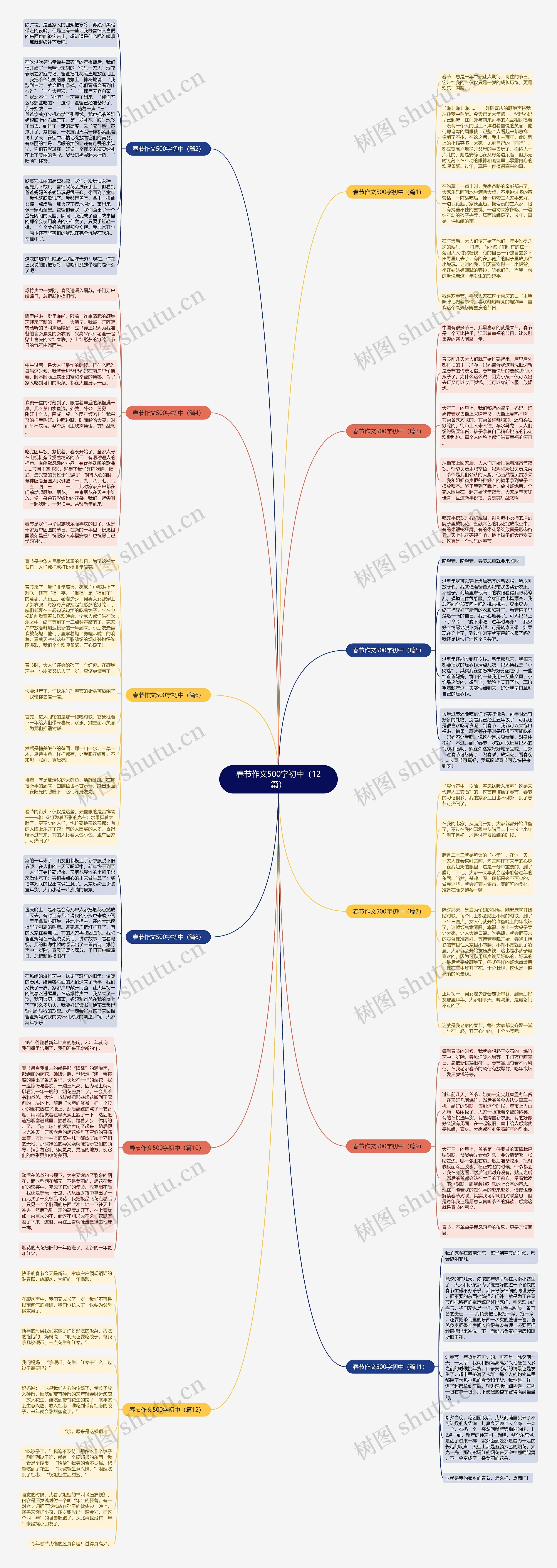 春节作文500字初中（12篇）思维导图