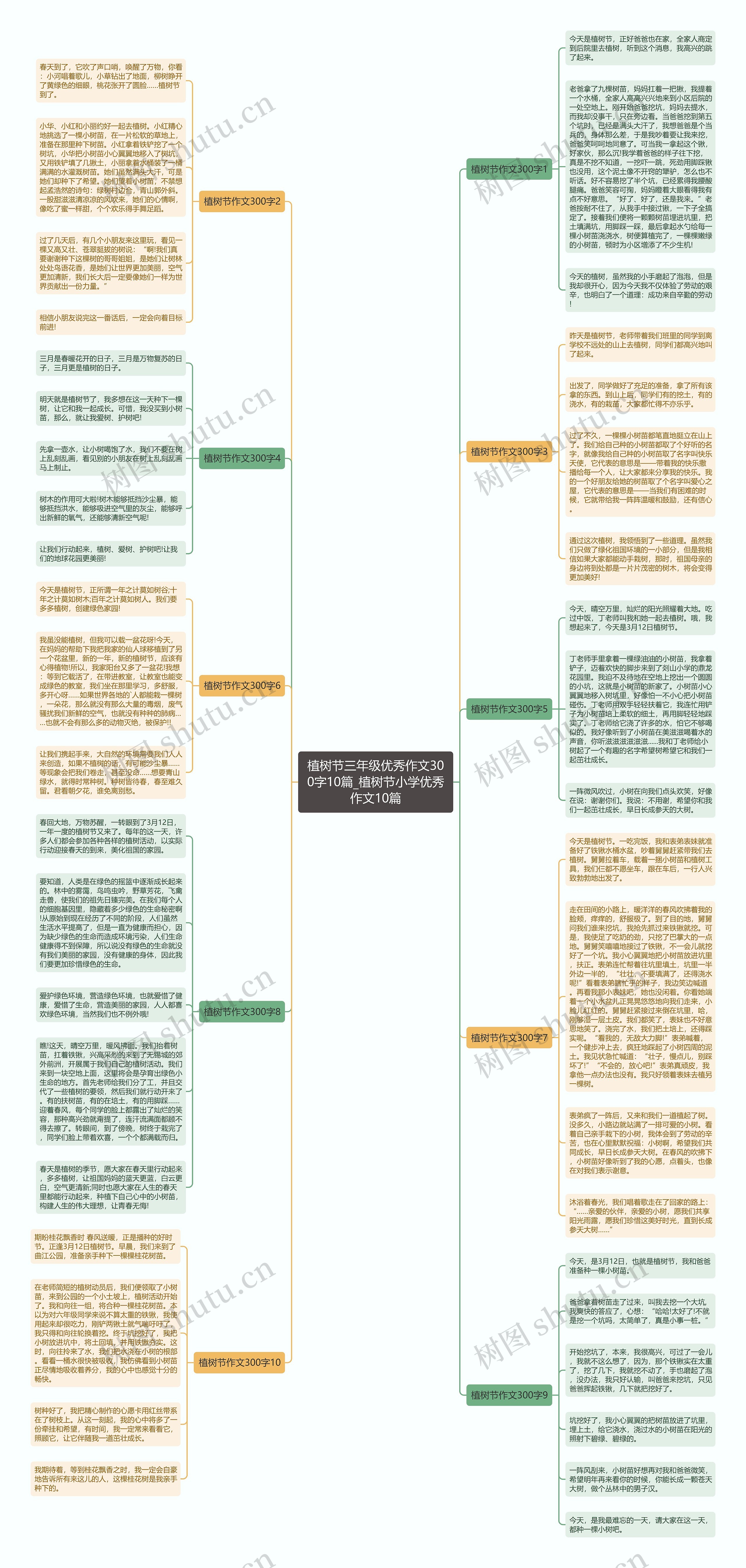 植树节三年级优秀作文300字10篇_植树节小学优秀作文10篇思维导图