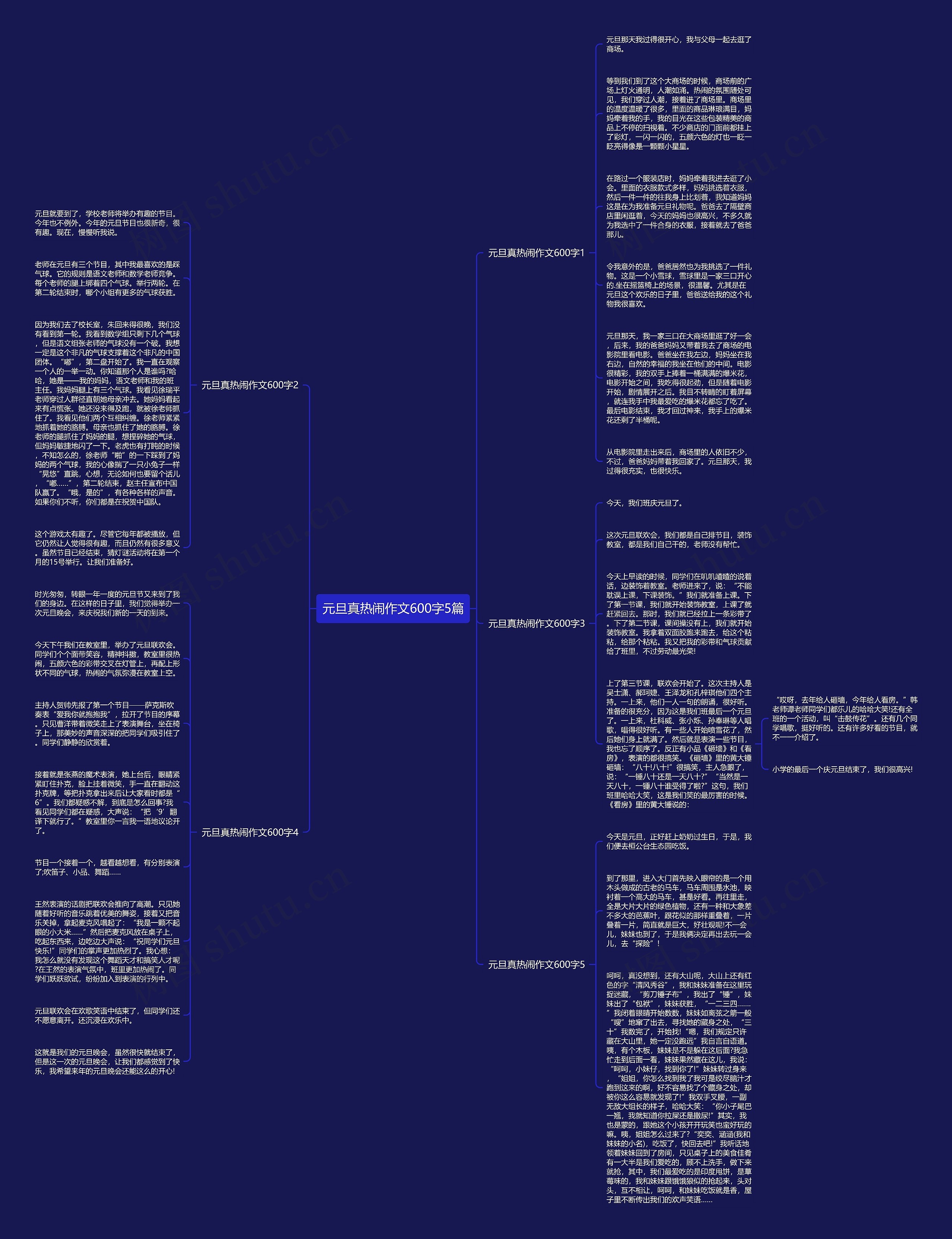 元旦真热闹作文600字5篇思维导图