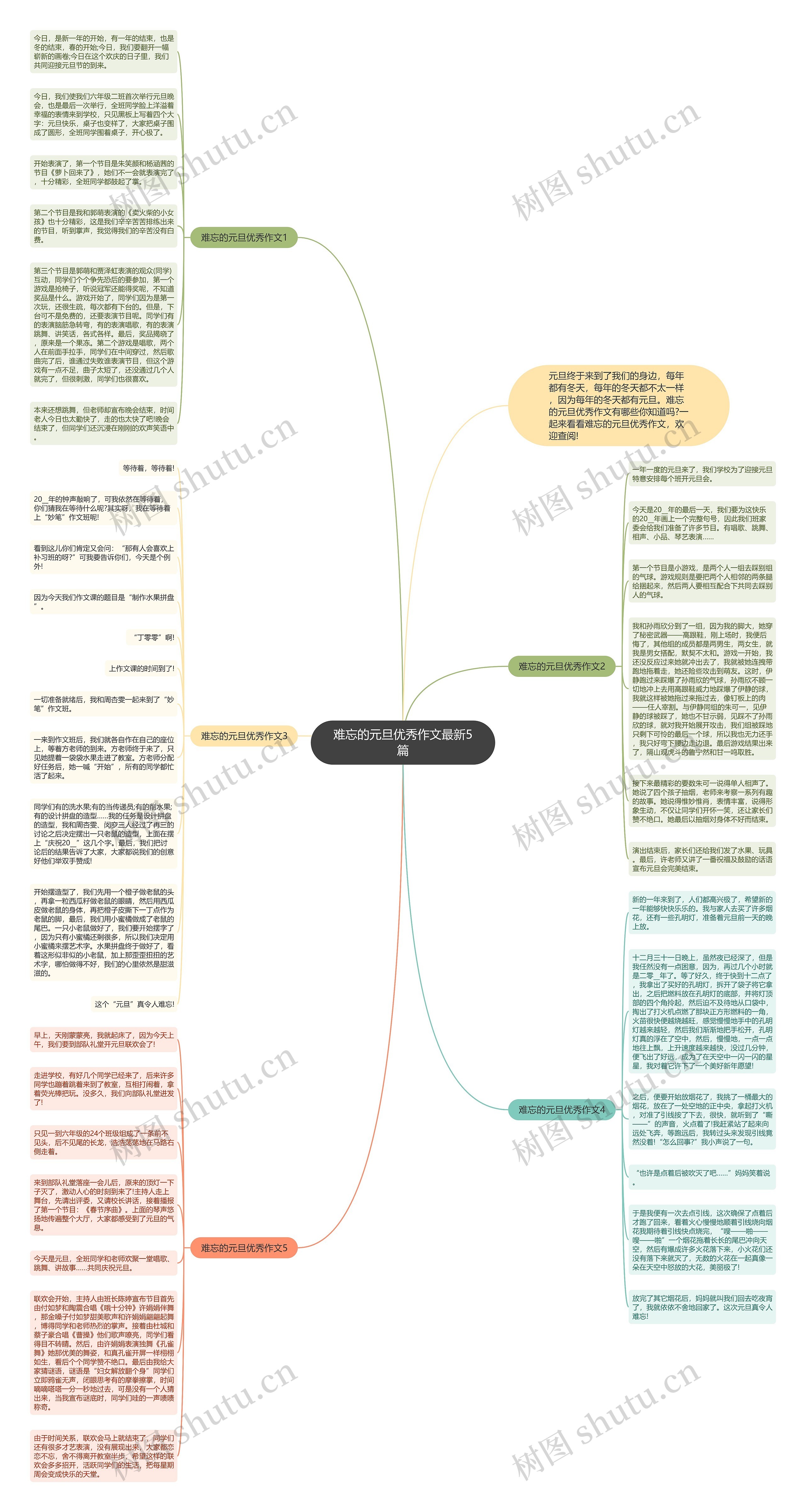 难忘的元旦优秀作文最新5篇思维导图