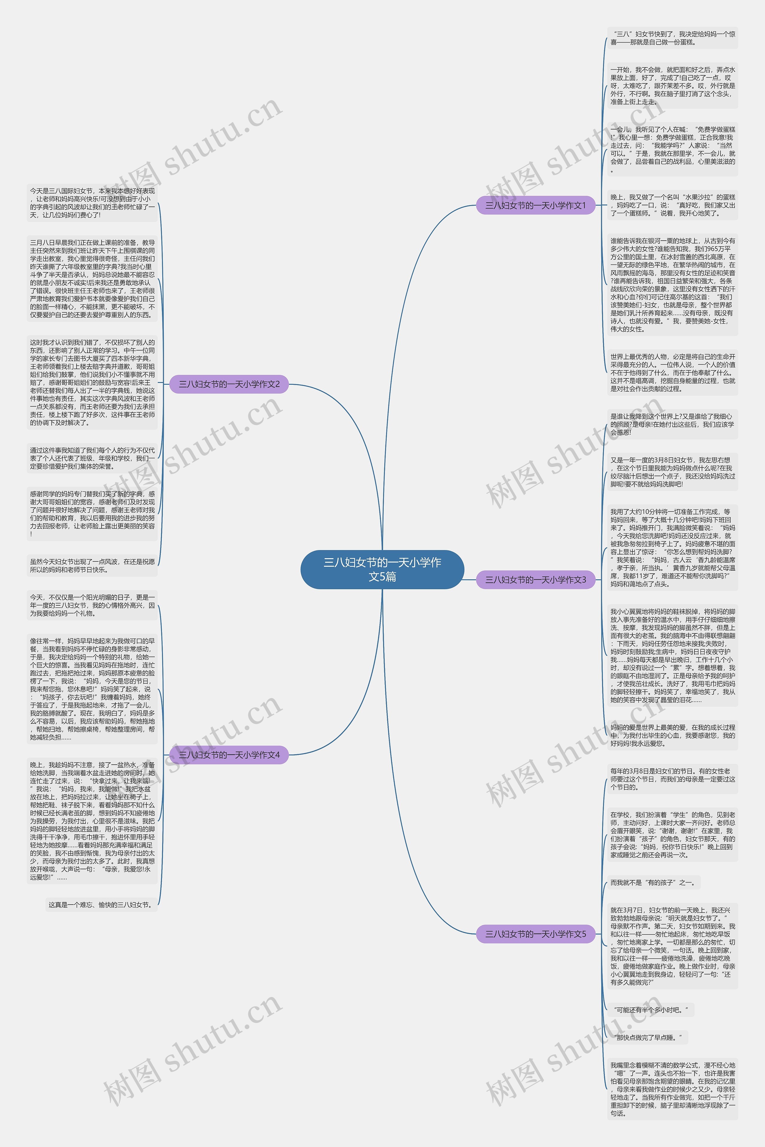 三八妇女节的一天小学作文5篇思维导图
