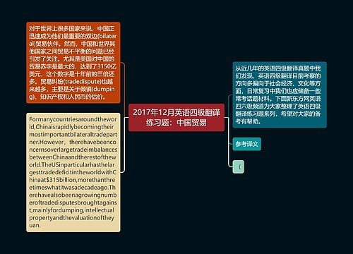 2017年12月英语四级翻译练习题：中国贸易