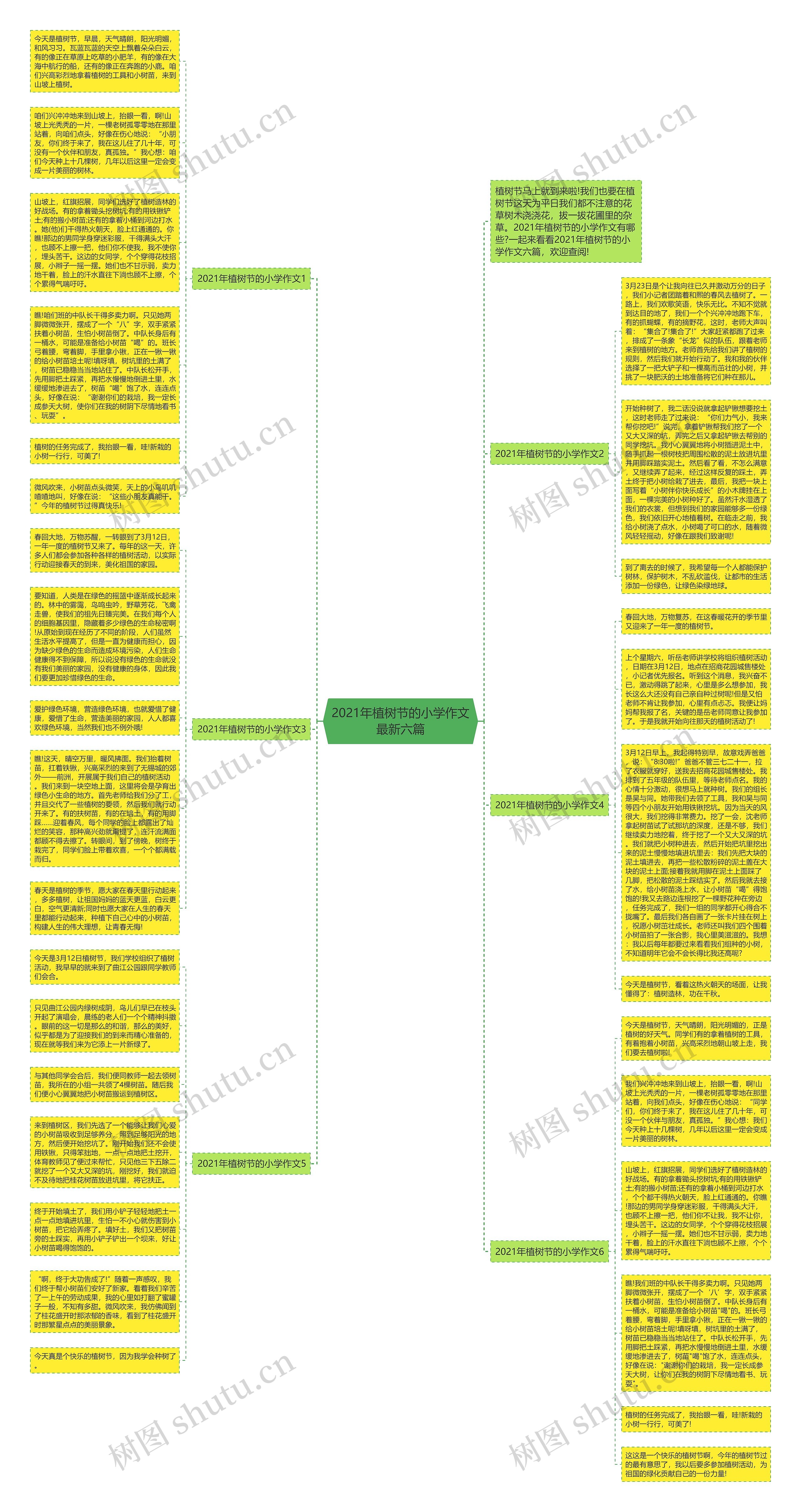 2021年植树节的小学作文最新六篇思维导图