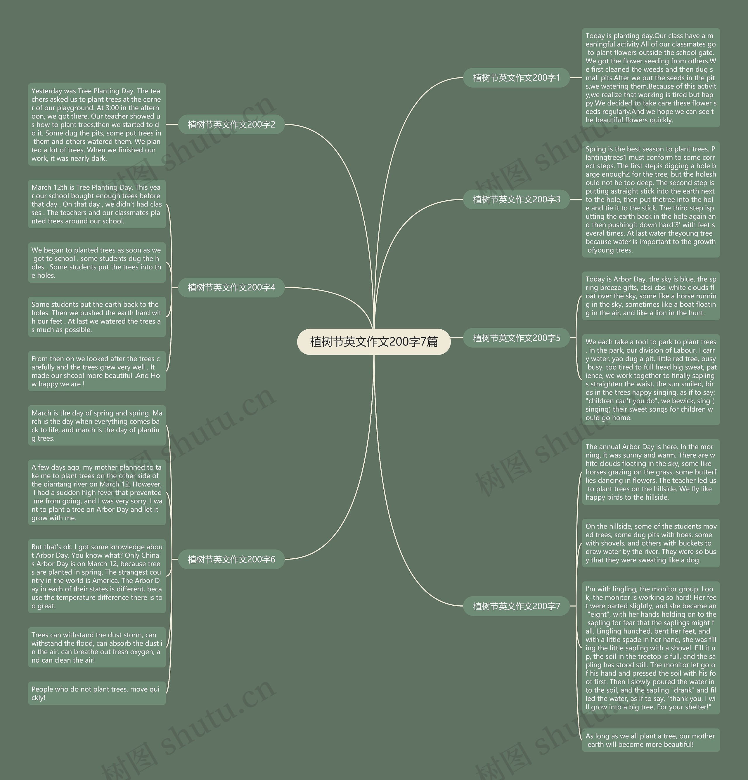 植树节英文作文200字7篇思维导图