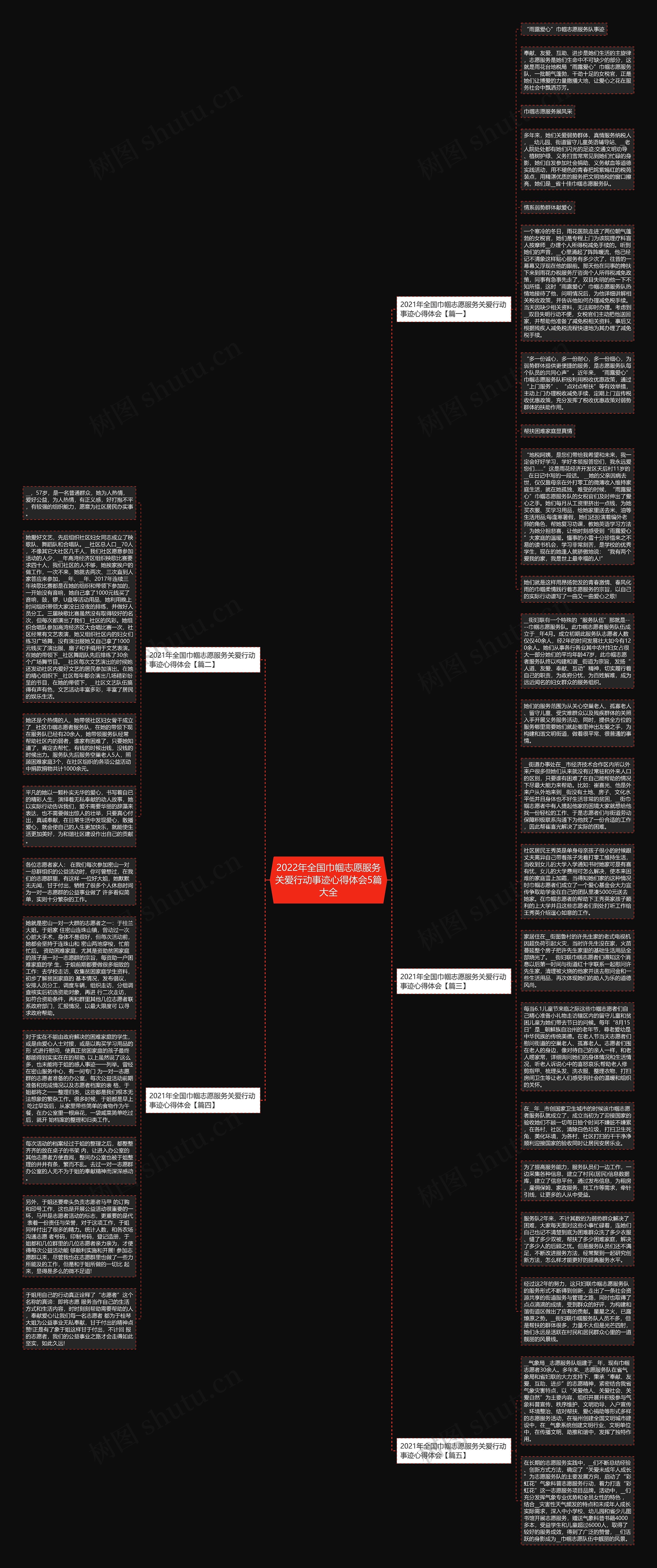 2022年全国巾帼志愿服务关爱行动事迹心得体会5篇大全思维导图