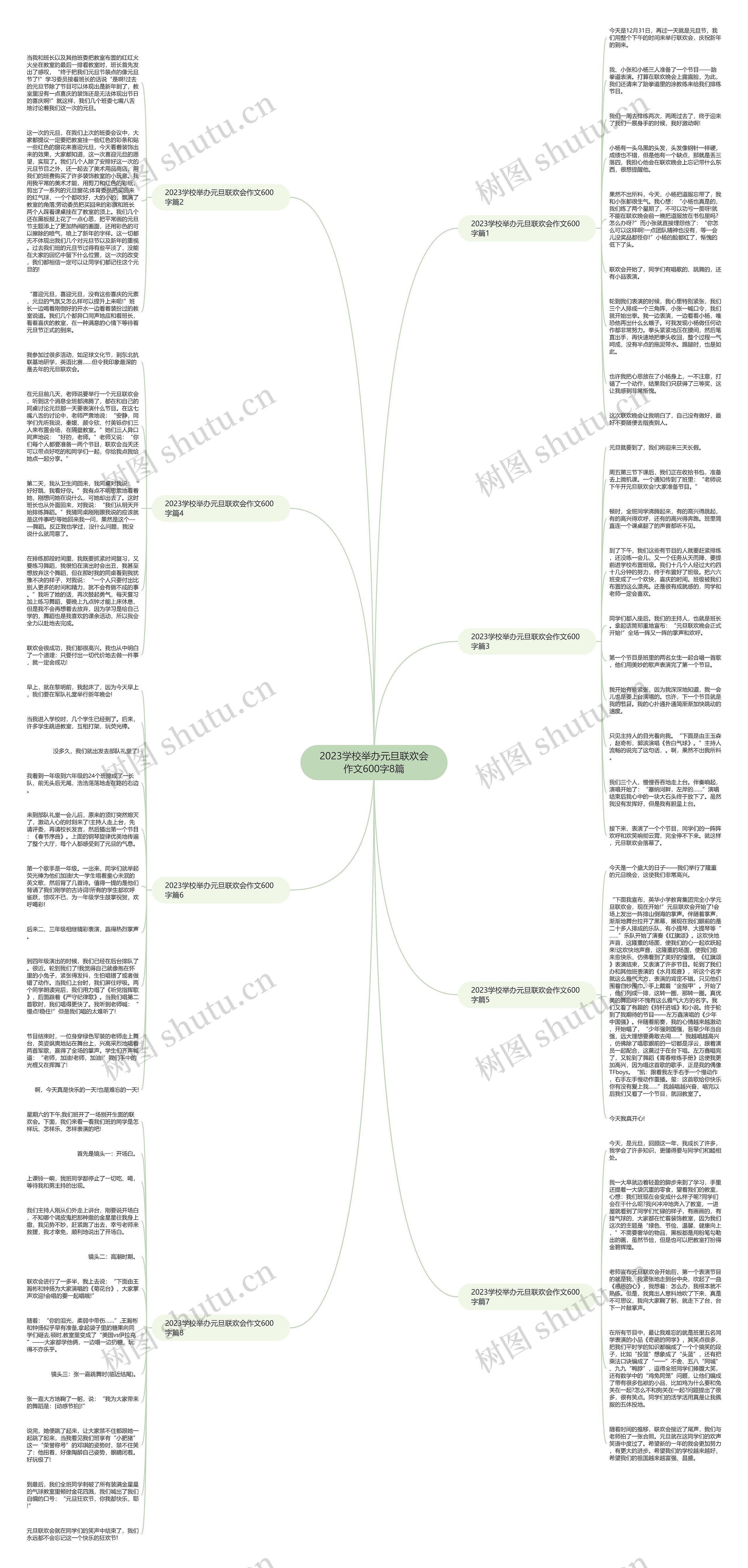 2023学校举办元旦联欢会作文600字8篇思维导图