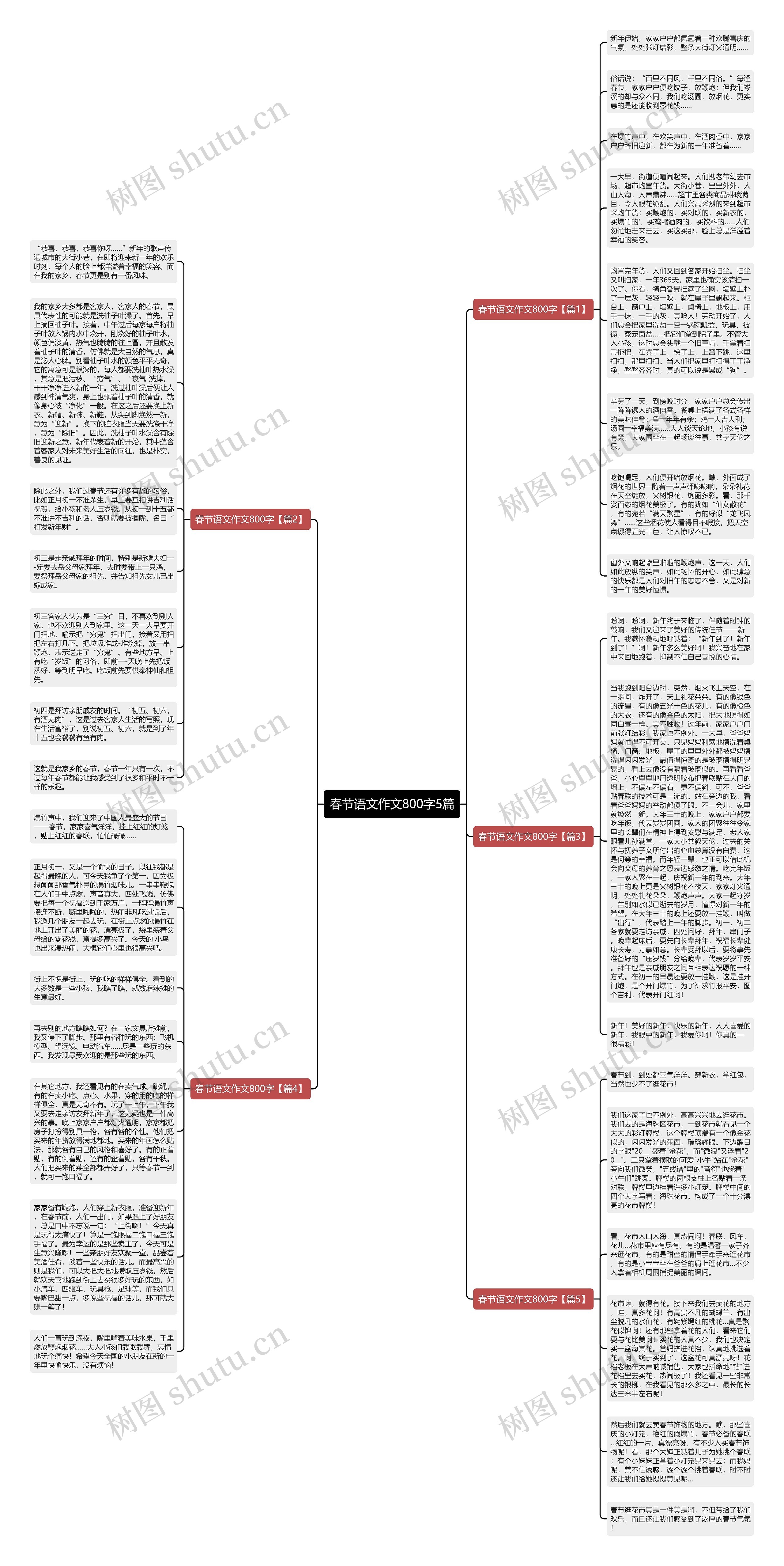 春节语文作文800字5篇思维导图